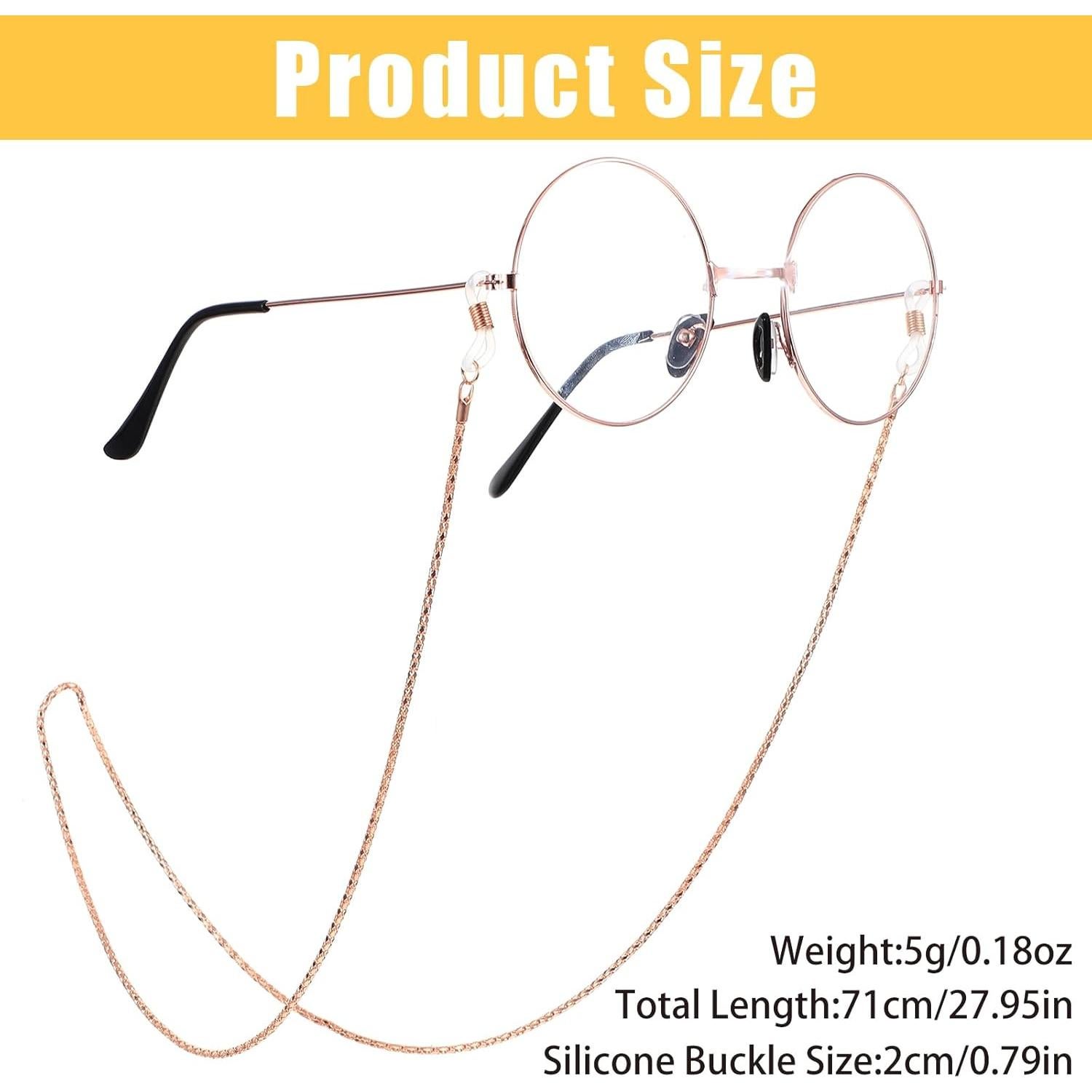 Cadena para Gafas 5PCS Nogeqi, Ajustable, Oro Rosa, Plata, Negro