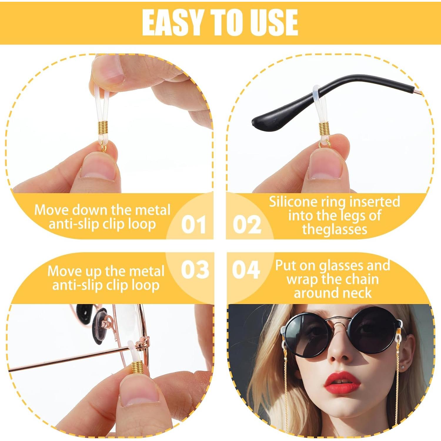 Cadena para Gafas 5PCS Nogeqi, Ajustable, Oro Rosa, Plata, Negro