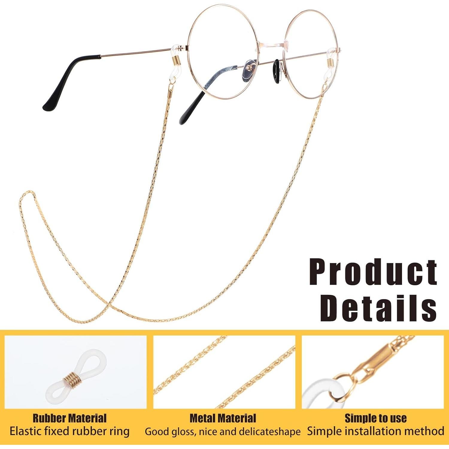 Cadena para Gafas 5PCS Nogeqi, Ajustable, Oro Rosa, Plata, Negro