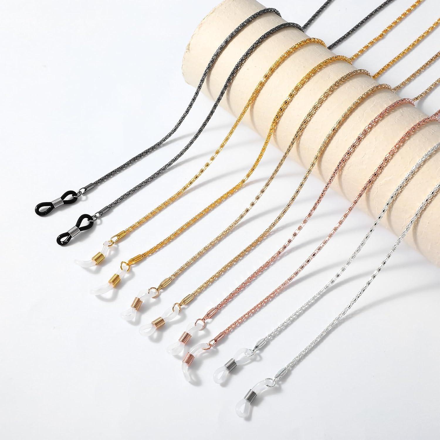 Cadena para Gafas 5PCS Nogeqi, Ajustable, Oro Rosa, Plata, Negro