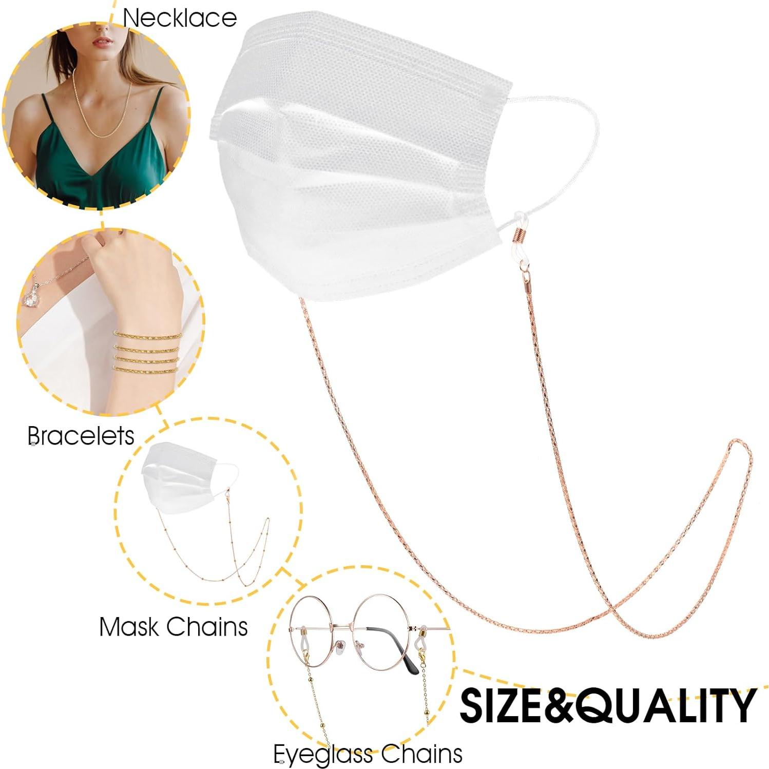 Cadena para Gafas 5PCS Nogeqi, Ajustable, Oro Rosa, Plata, Negro