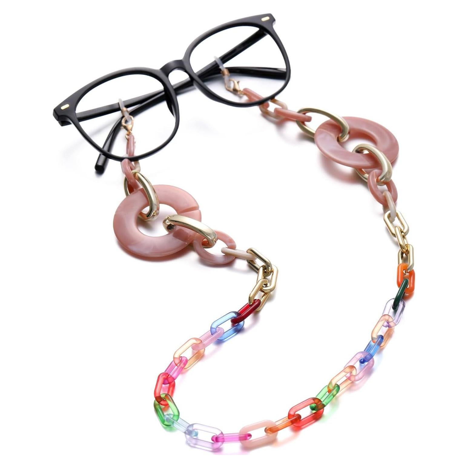 Cadena de Gafas de Acrílico Rosa para Mujeres - Soporte Ligero