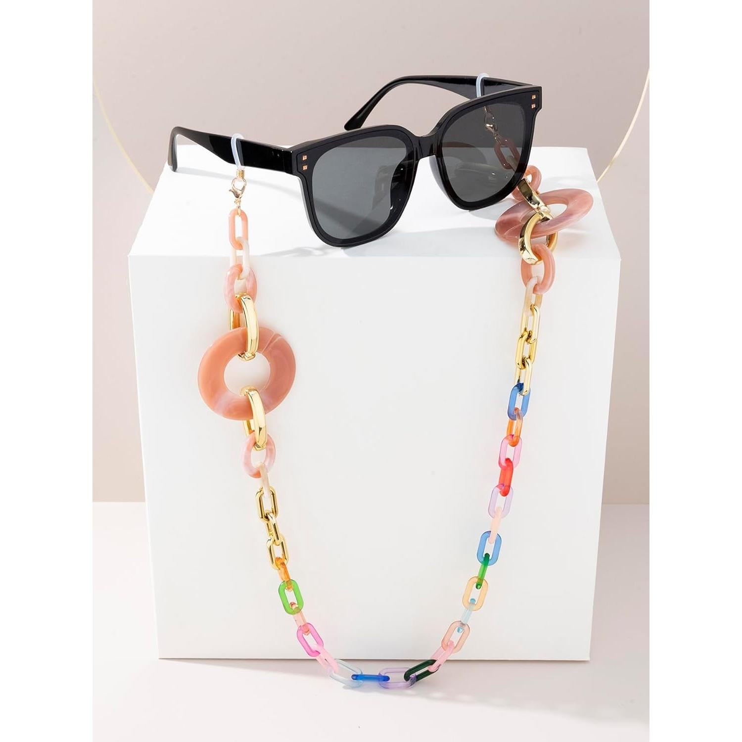 Cadena de Gafas de Acrílico Rosa para Mujeres - Soporte Ligero