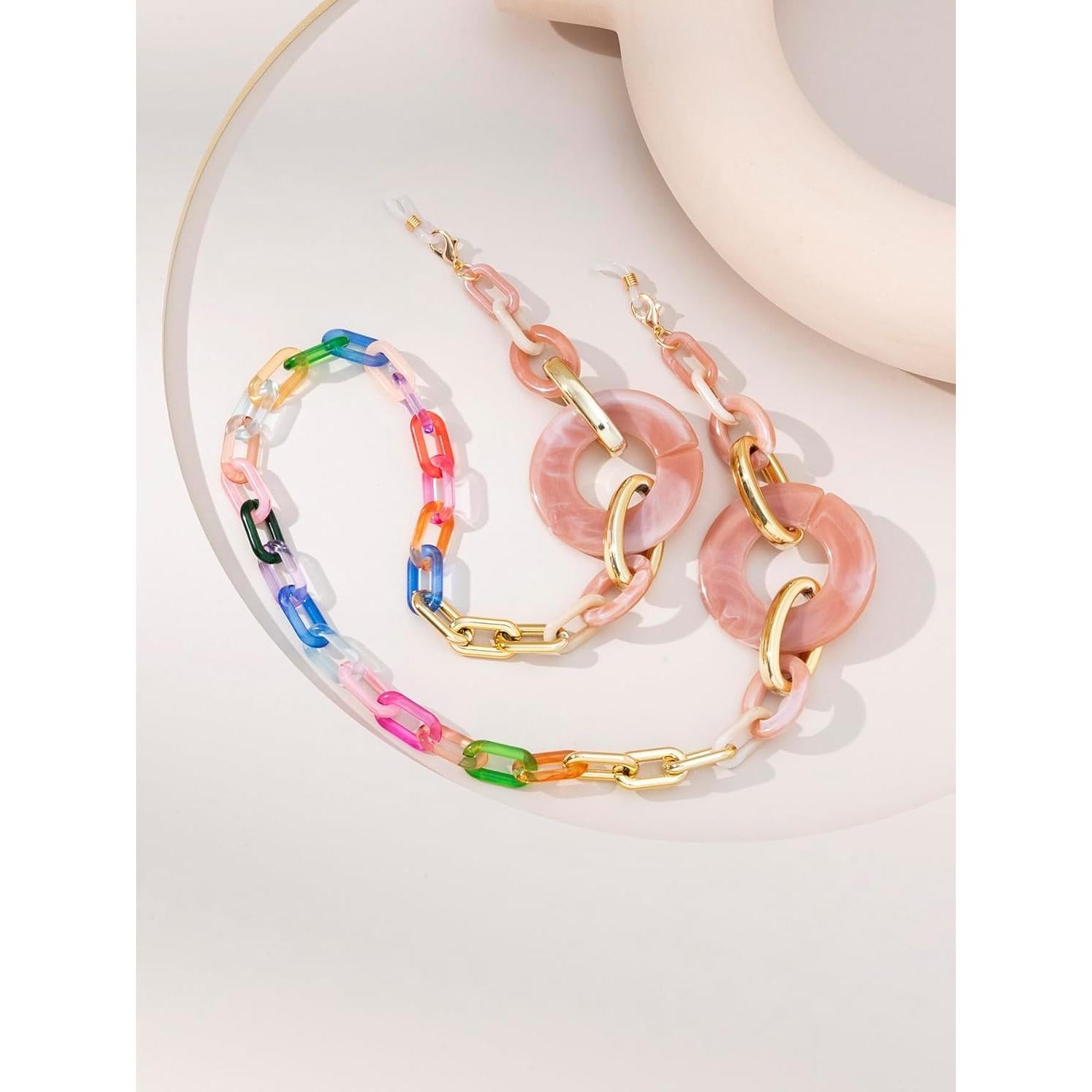 Cadena de Gafas de Acrílico Rosa para Mujeres - Soporte Ligero