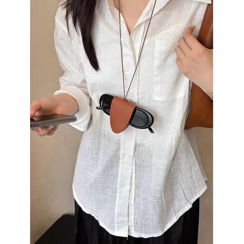 Clip de Gafas Magnético de Cuero PU Marrón ALLOGUZSS10