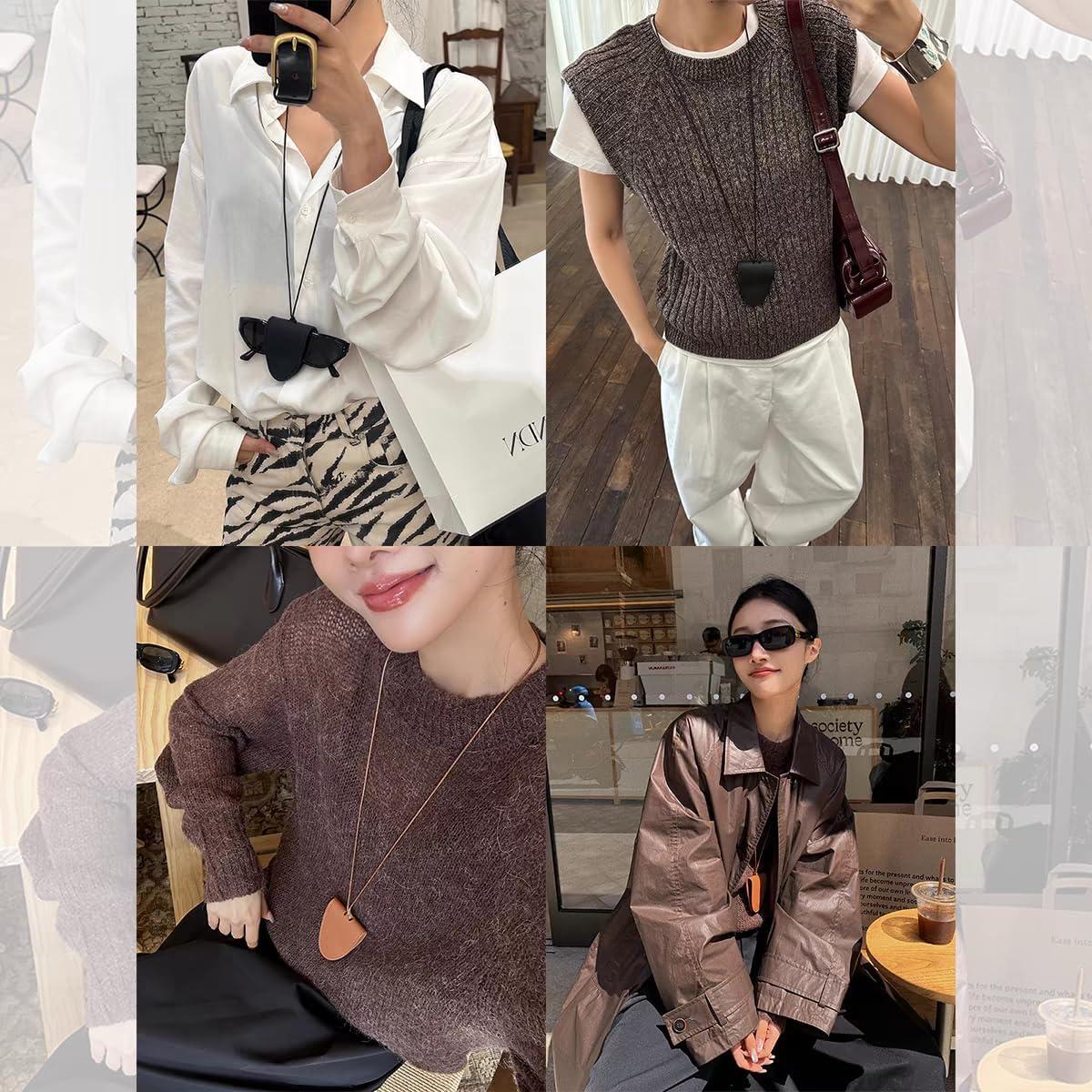 Clip de Gafas Magnético de Cuero PU Marrón ALLOGUZSS10