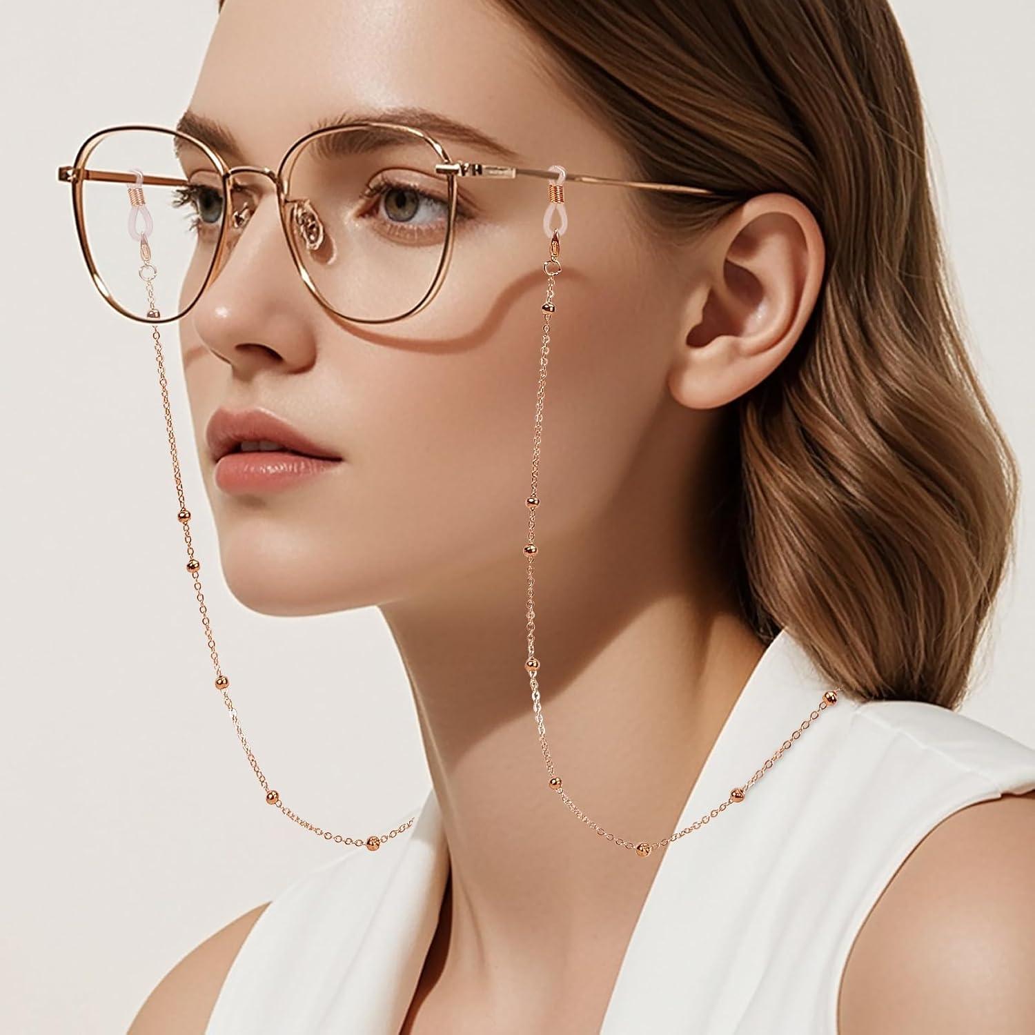 Cadenas de Gafas con Cuentas para Mujeres - Oro Rosa y Plata