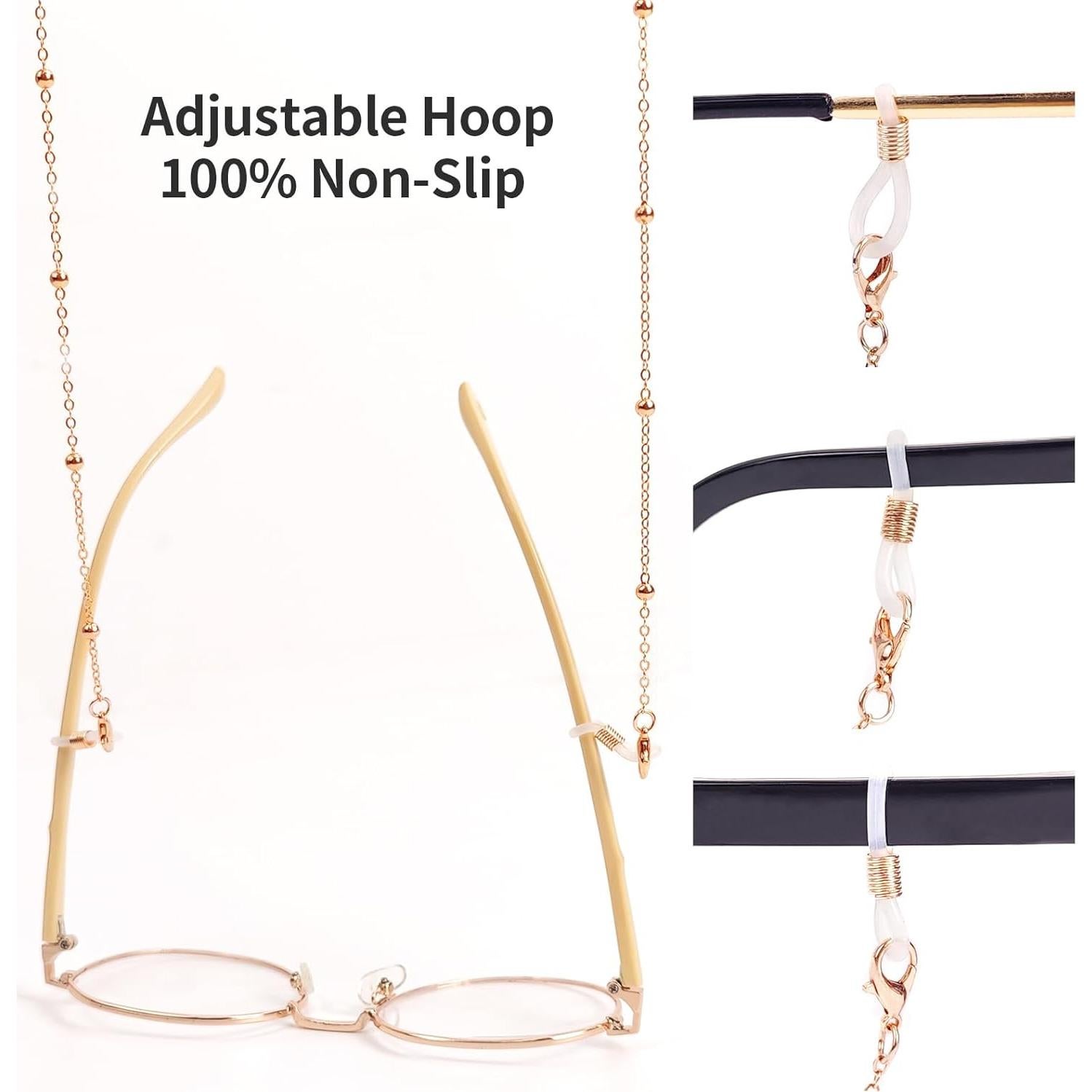 Cadenas de Gafas con Cuentas para Mujeres - Oro Rosa y Plata