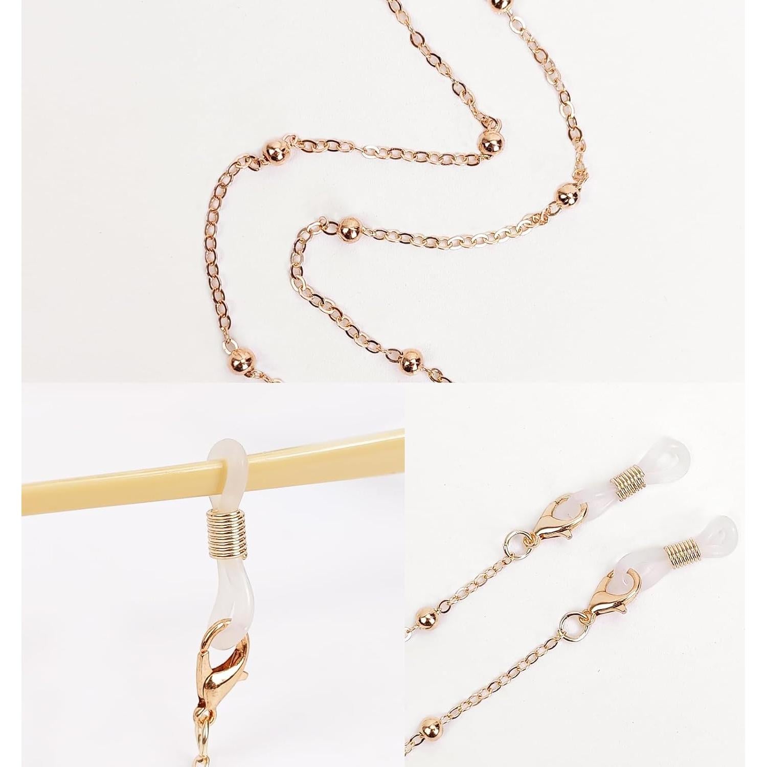 Cadenas de Gafas con Cuentas para Mujeres - Oro Rosa y Plata