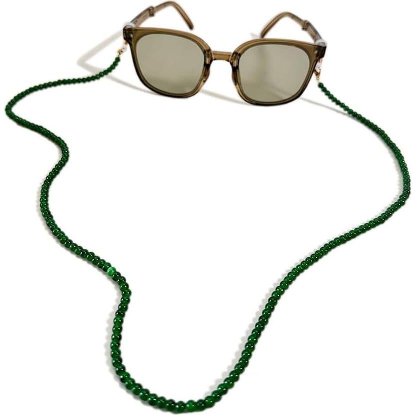 Cadena de Gafas para Mujeres DK078 con Cuentas Verdes 78 cm