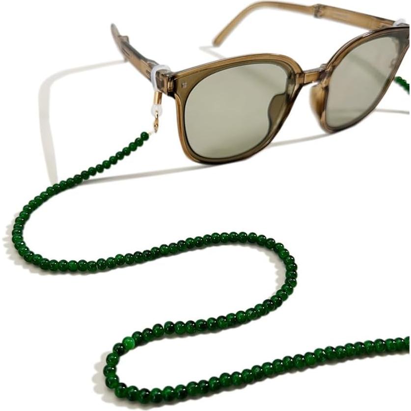 Cadena de Gafas para Mujeres DK078 con Cuentas Verdes 78 cm