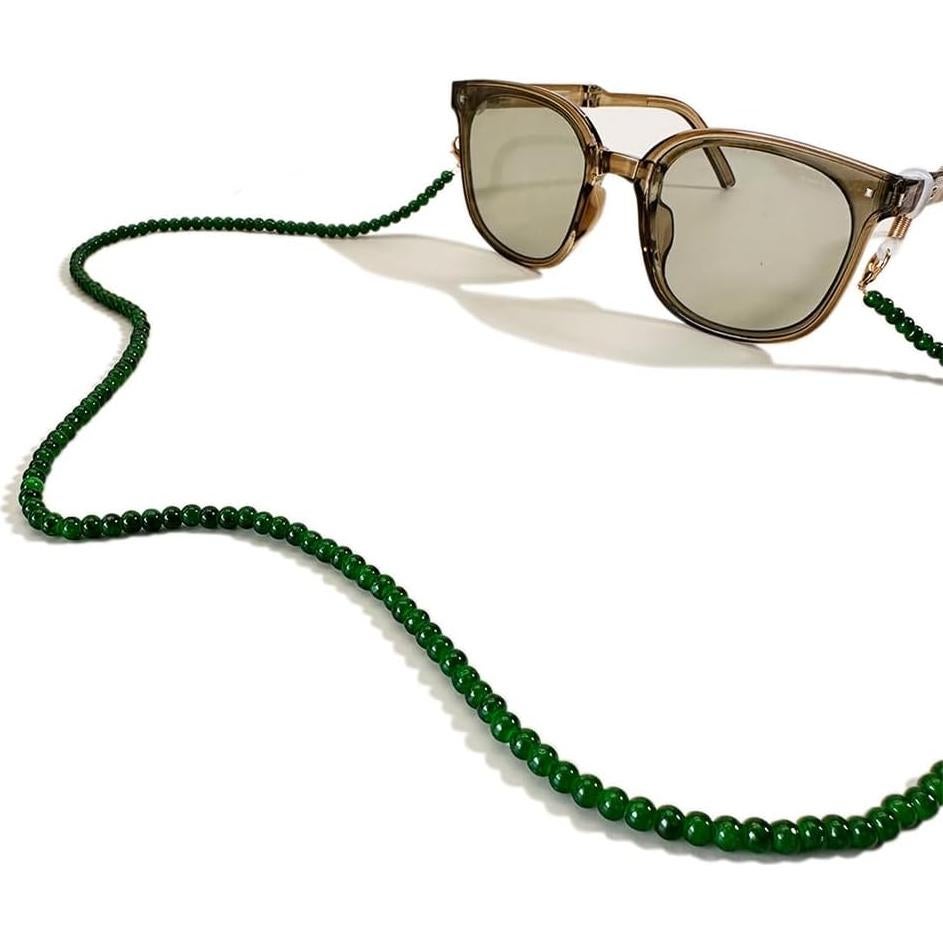 Cadena de Gafas para Mujeres DK078 con Cuentas Verdes 78 cm