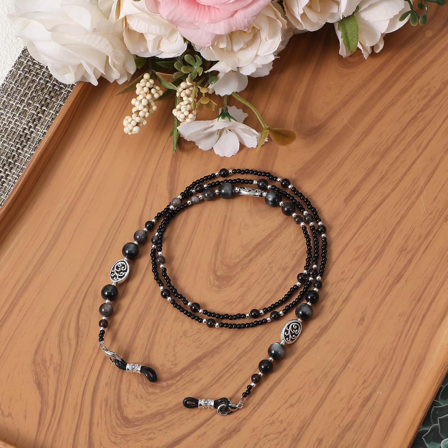 Cadena de Gafas Vintage con Perlas para Mujeres 77 cm