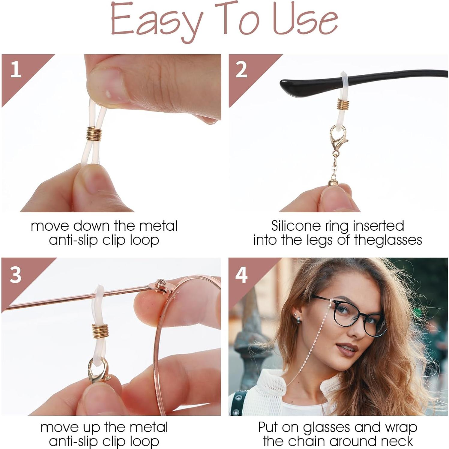 Cadena de Gafas Ouligay 4 Pcs Ajustable para Mujeres y Hombres