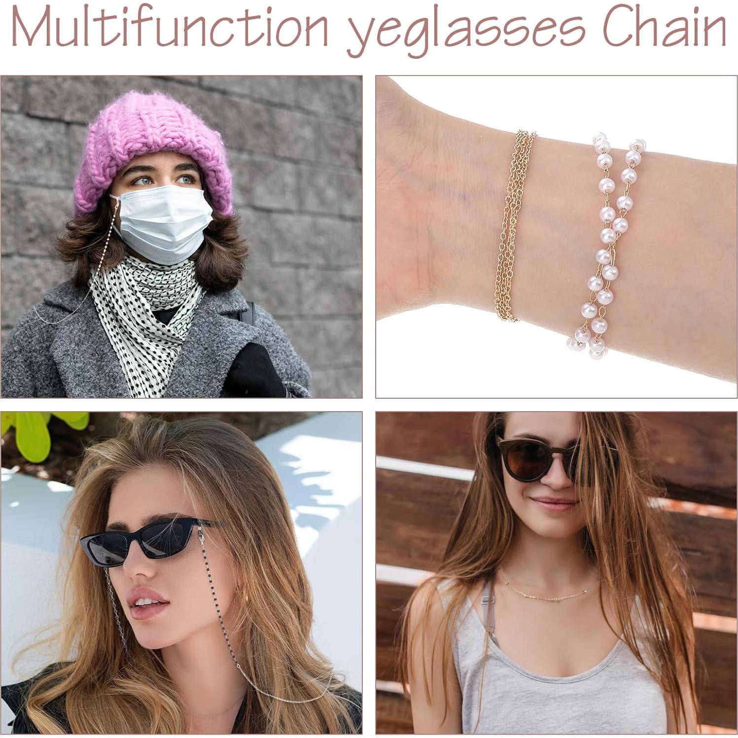 Cadena de Gafas Ouligay 4 Pcs Ajustable para Mujeres y Hombres