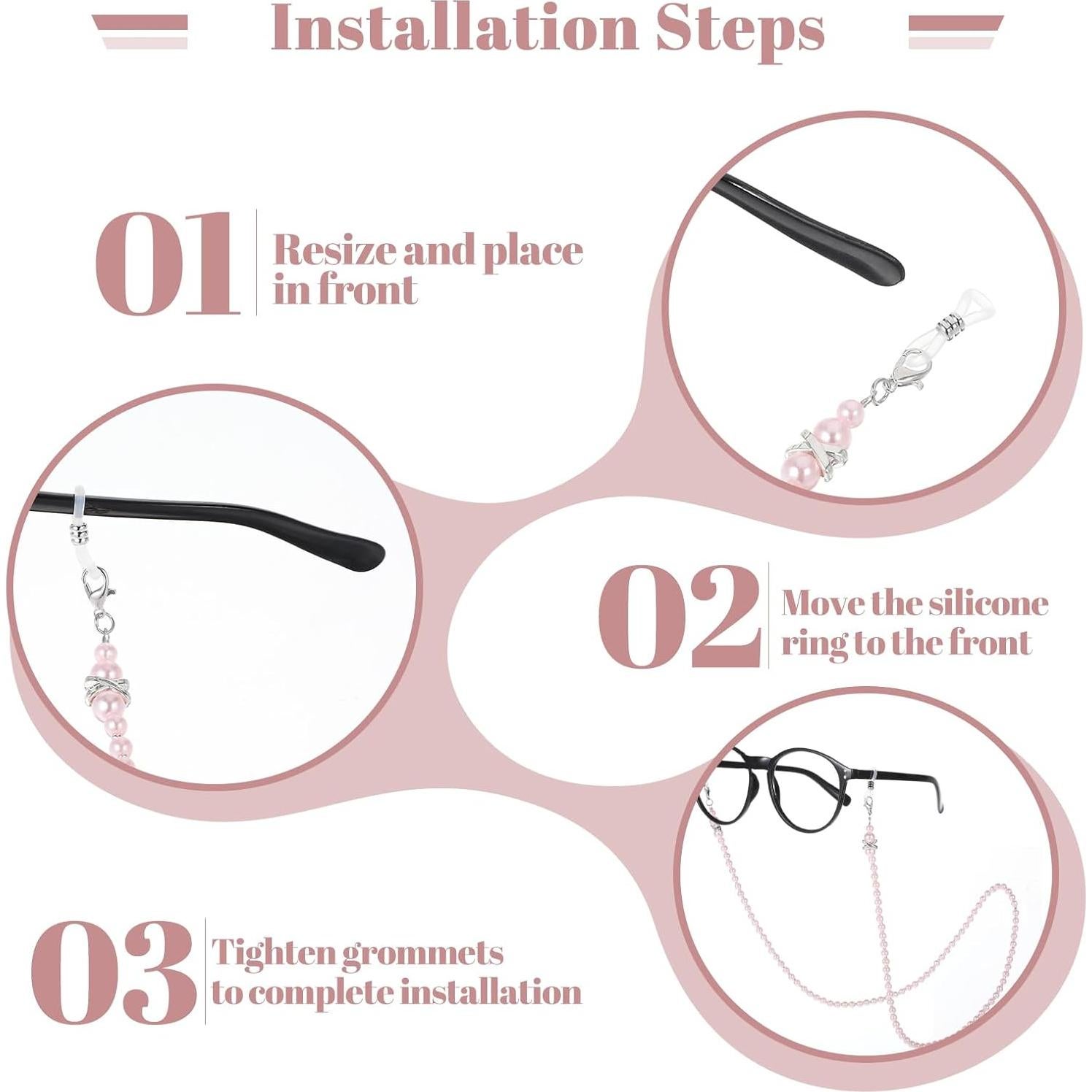 Cadena de Gafas de Perlas Tweruna - 3 Colores Elegantes 69.85 cm