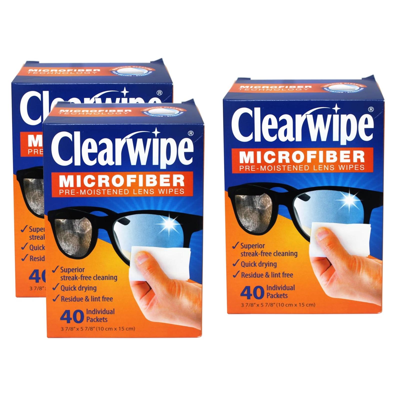 Toallitas de Lente Prehumedecidas Clearwipe 40 Unidades 9.8x14.6cm