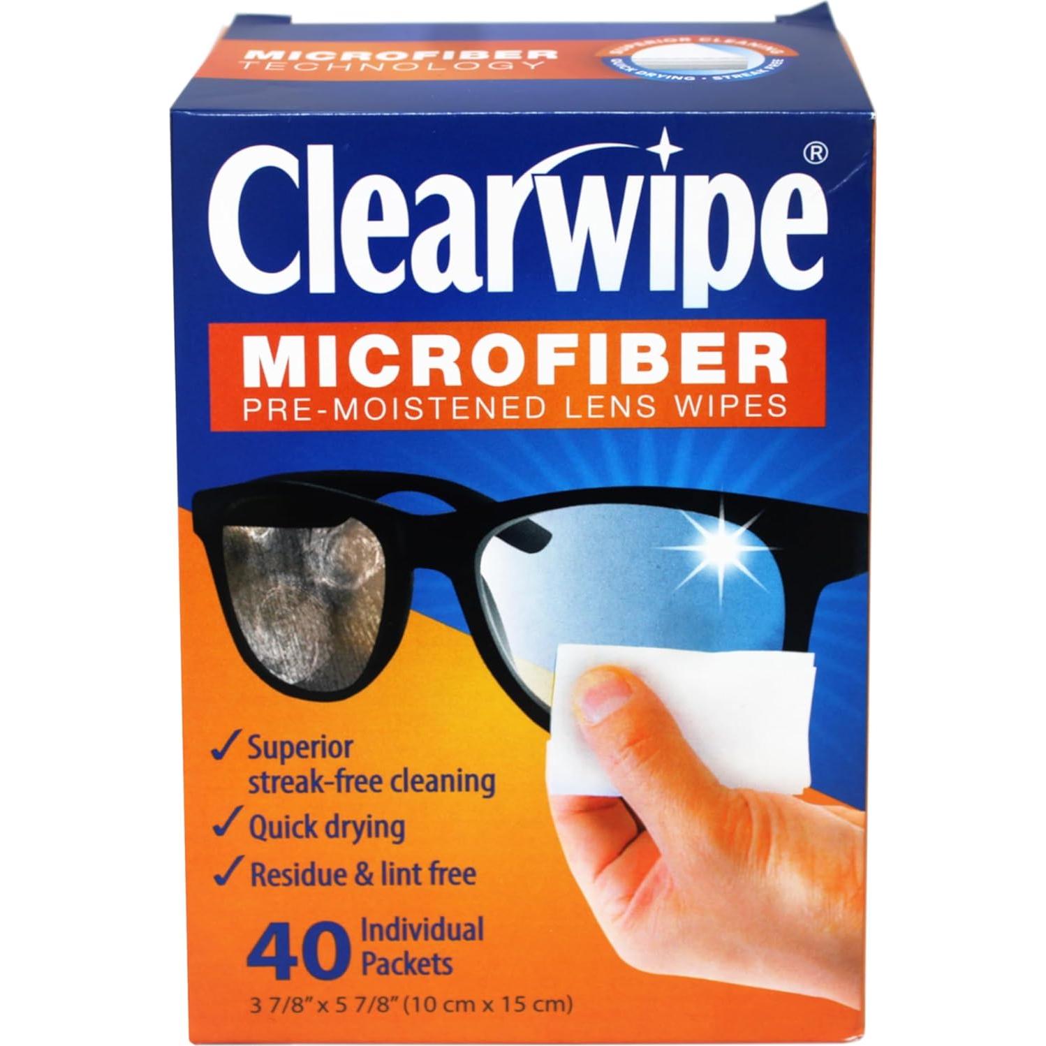 Toallitas de Lente Prehumedecidas Clearwipe 40 Unidades 9.8x14.6cm