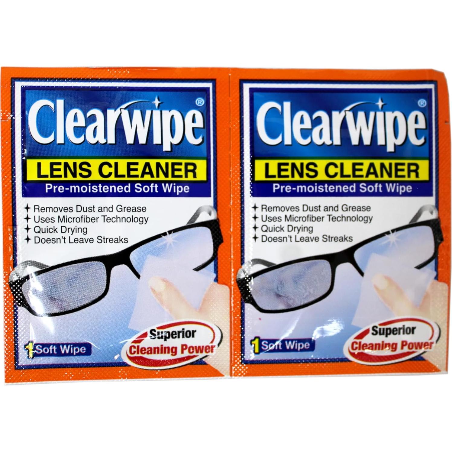 Toallitas de Lente Prehumedecidas Clearwipe 40 Unidades 9.8x14.6cm