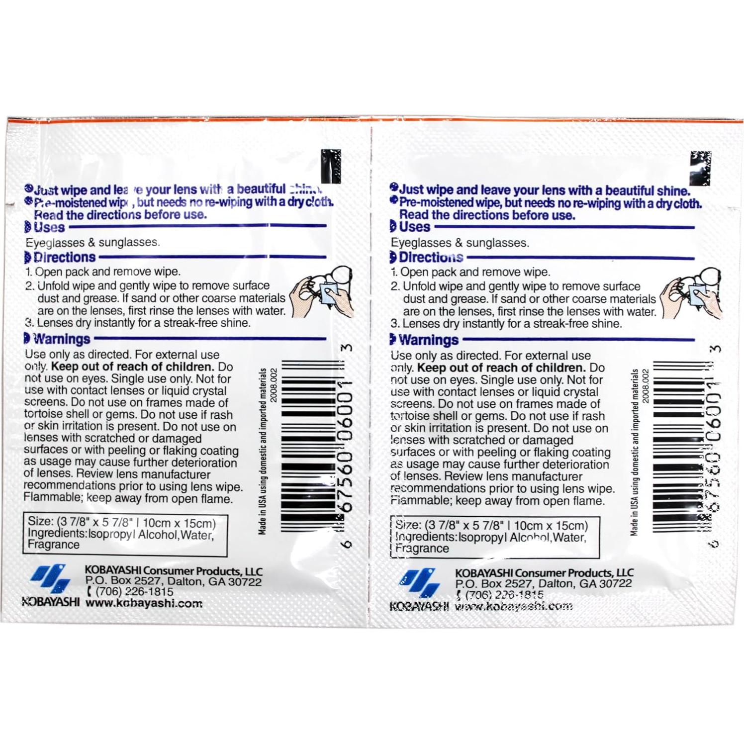 Toallitas de Lente Prehumedecidas Clearwipe 40 Unidades 9.8x14.6cm