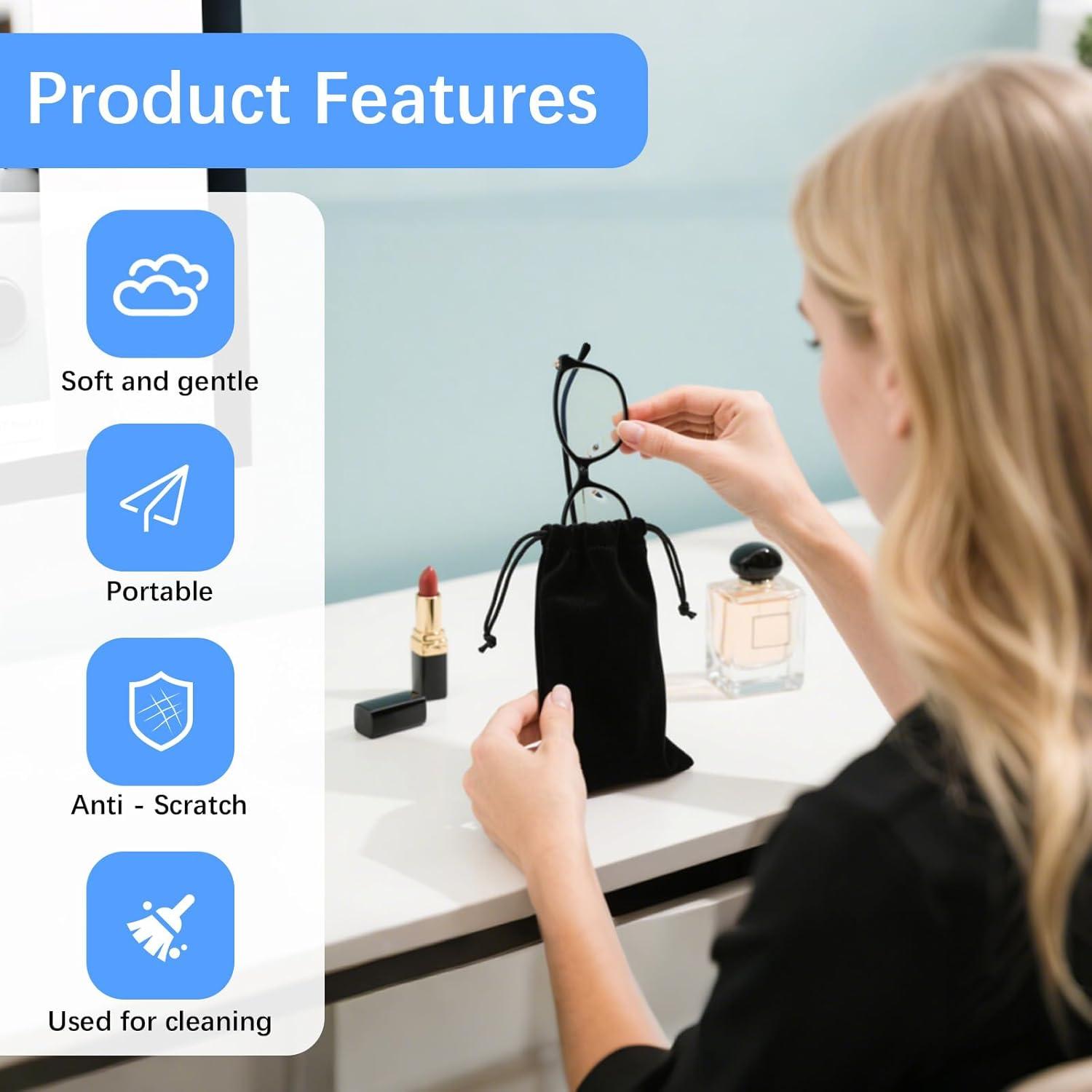 Bolsa de Gafas de Microfibra Lipetol - 30 Piezas Negras