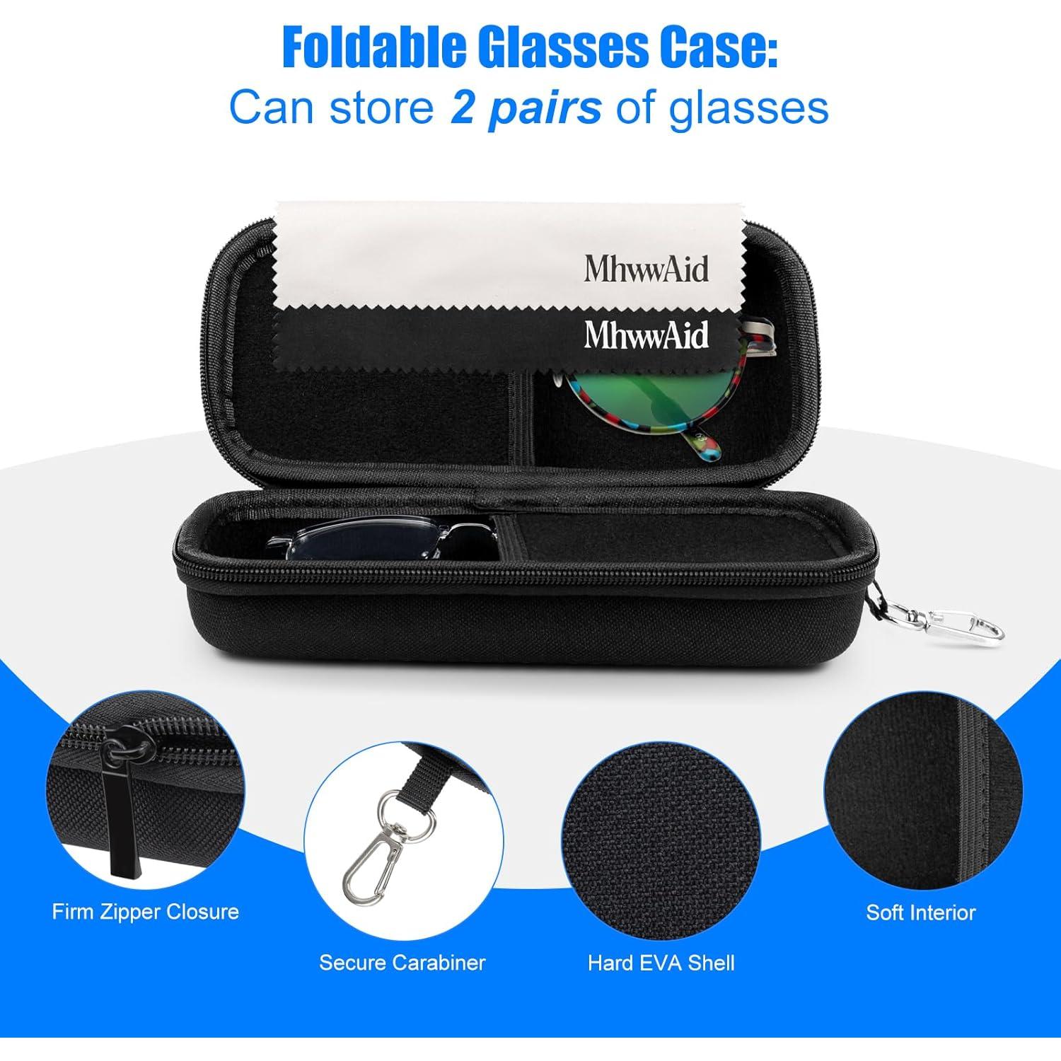 Estuche Doble para Gafas MhwwAid, Carcasa Dura, 19.5x8.9x6.1 cm