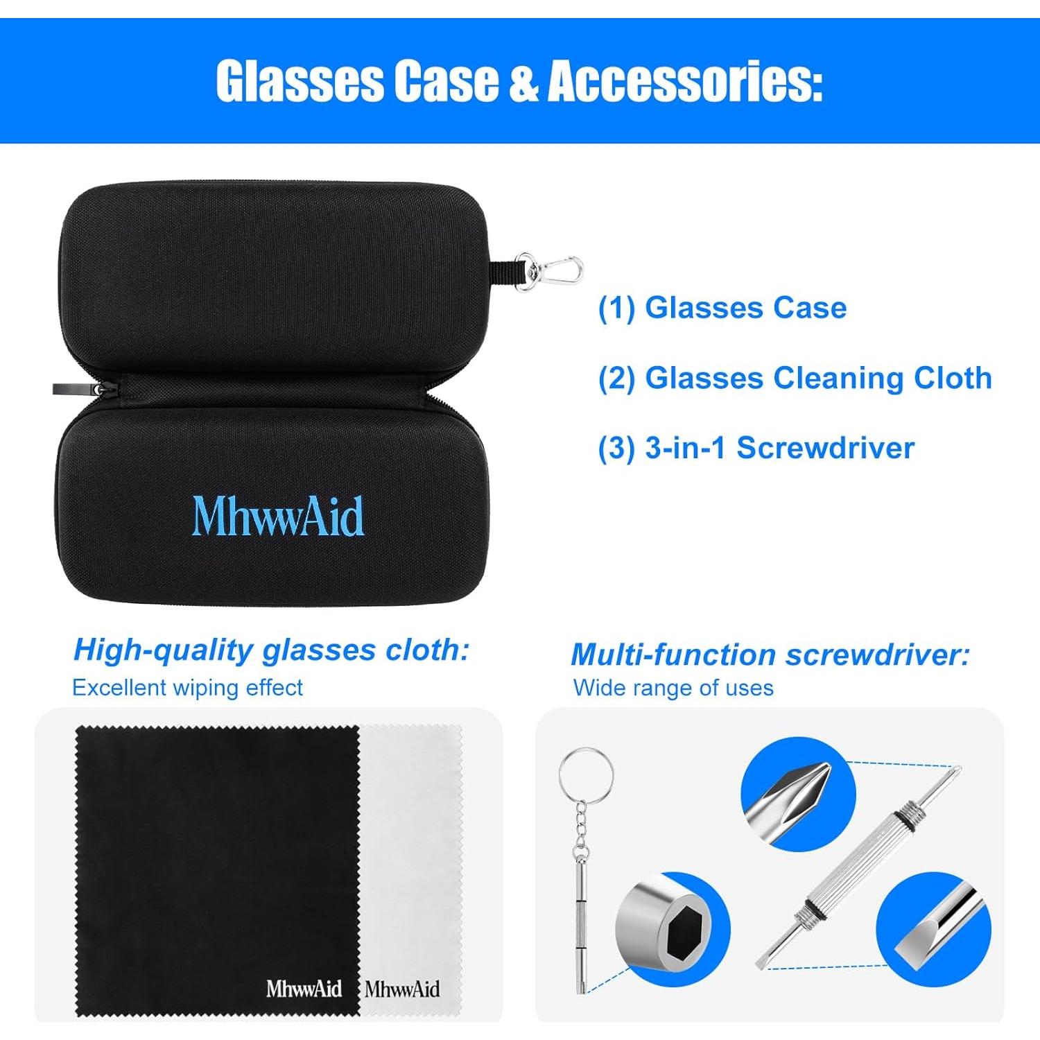 Estuche Doble para Gafas MhwwAid, Carcasa Dura, 19.5x8.9x6.1 cm