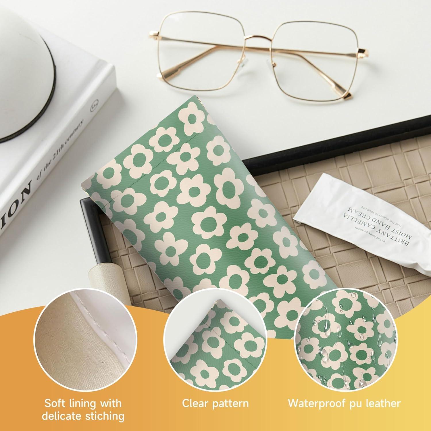 Estuche de Gafas de Sol Suave PU 2 Pcs Rosa y Verde