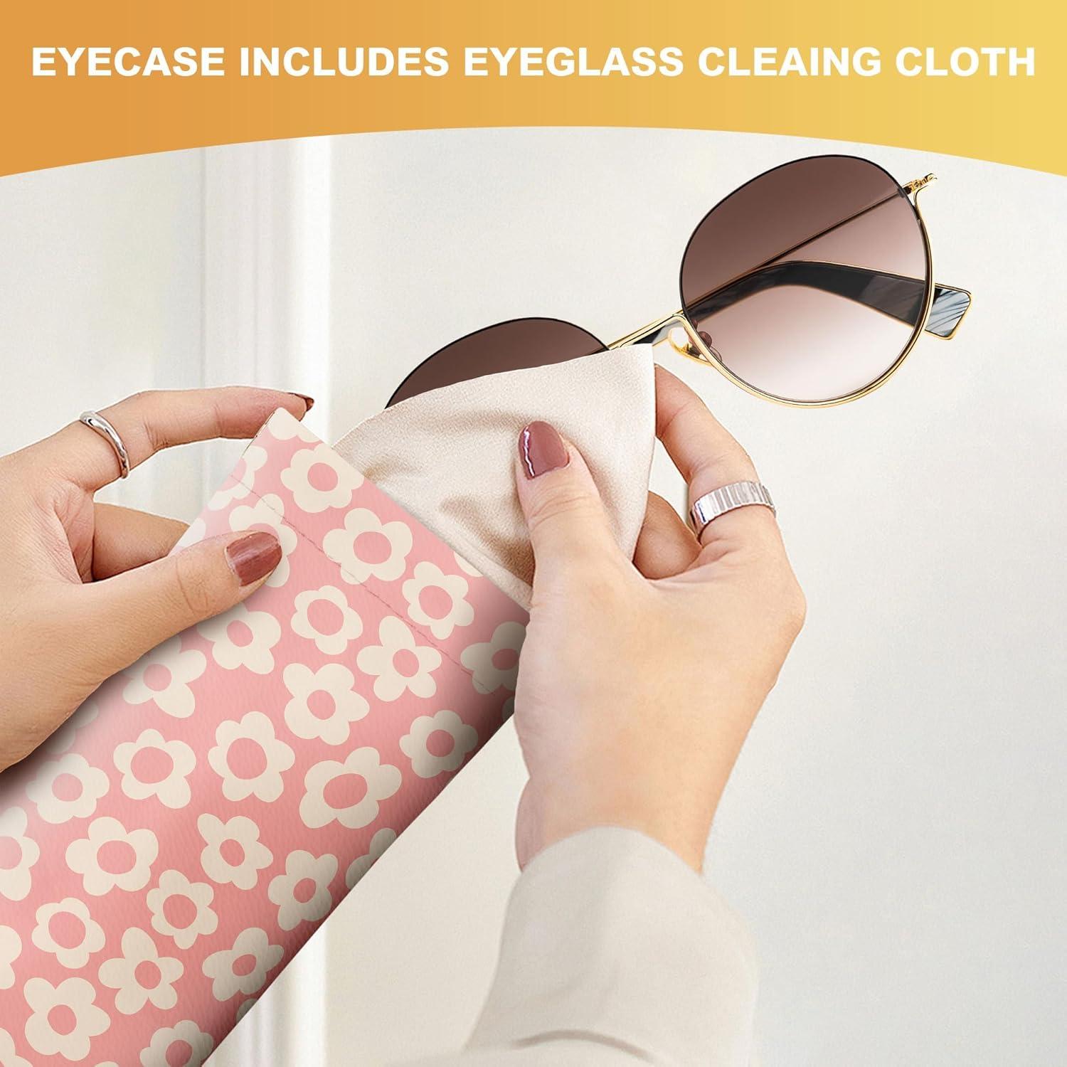 Estuche de Gafas de Sol Suave PU 2 Pcs Rosa y Verde