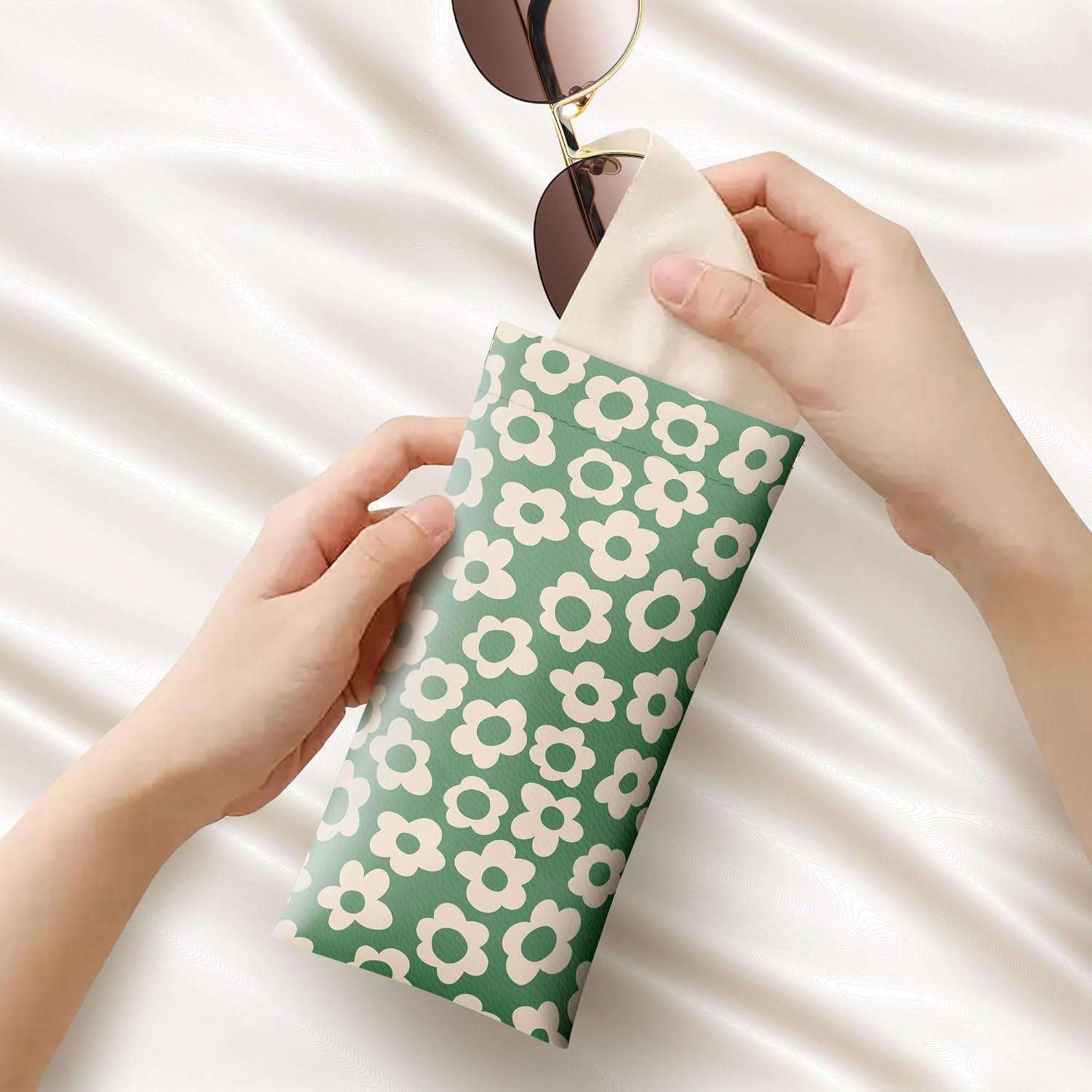 Estuche de Gafas de Sol Suave PU 2 Pcs Rosa y Verde