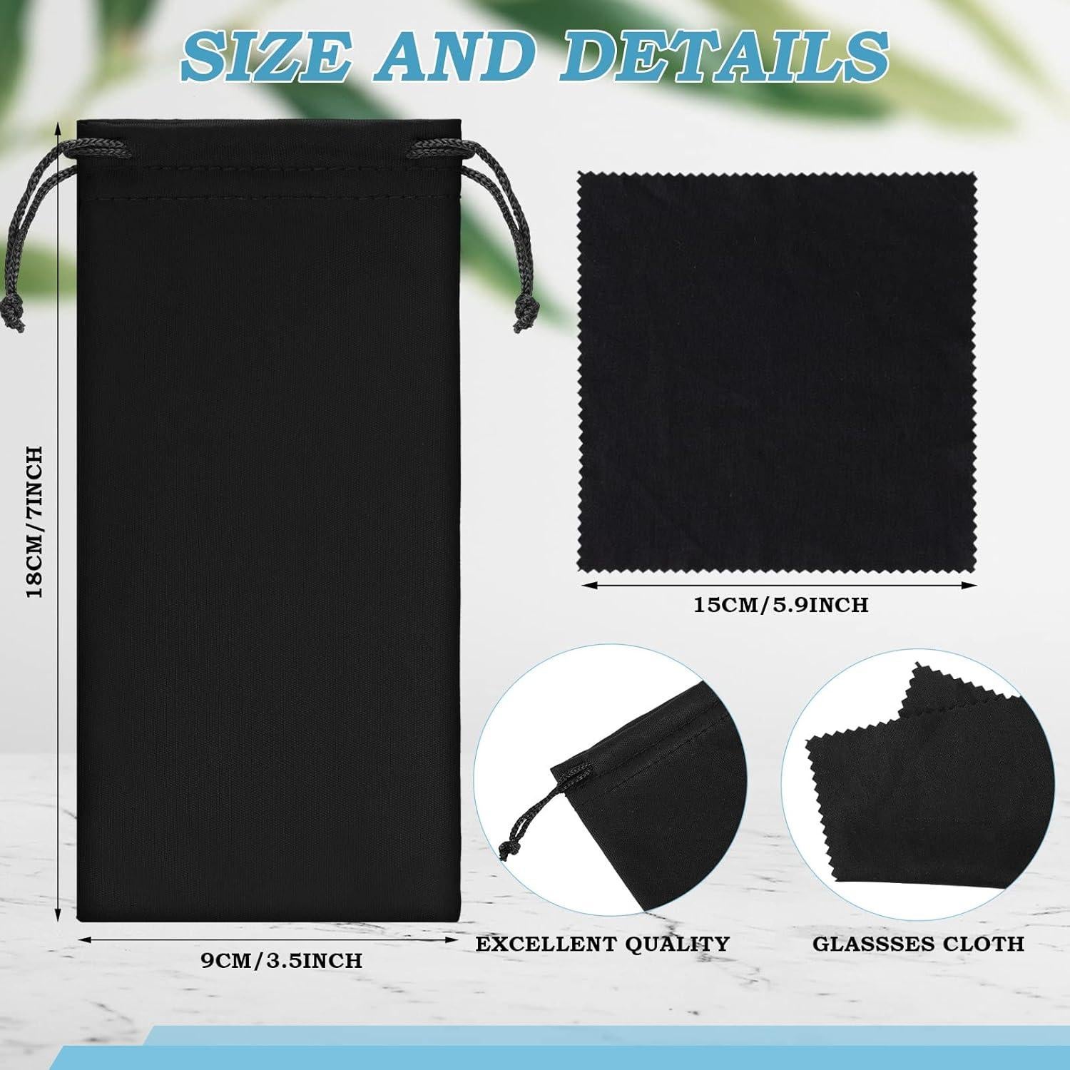 100 Fundas de Microfibra para Gafas + 2 Paños de Limpieza