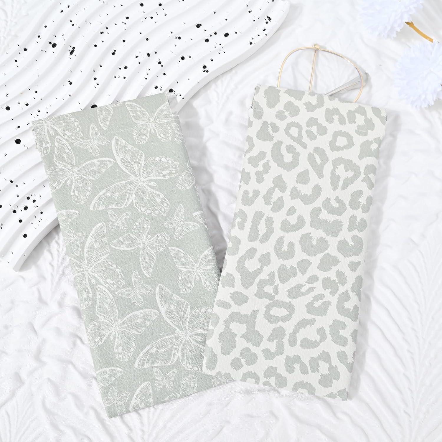 Estuche Suave para Gafas PU 2 Piezas Mujeres Leopardo y Mariposa
