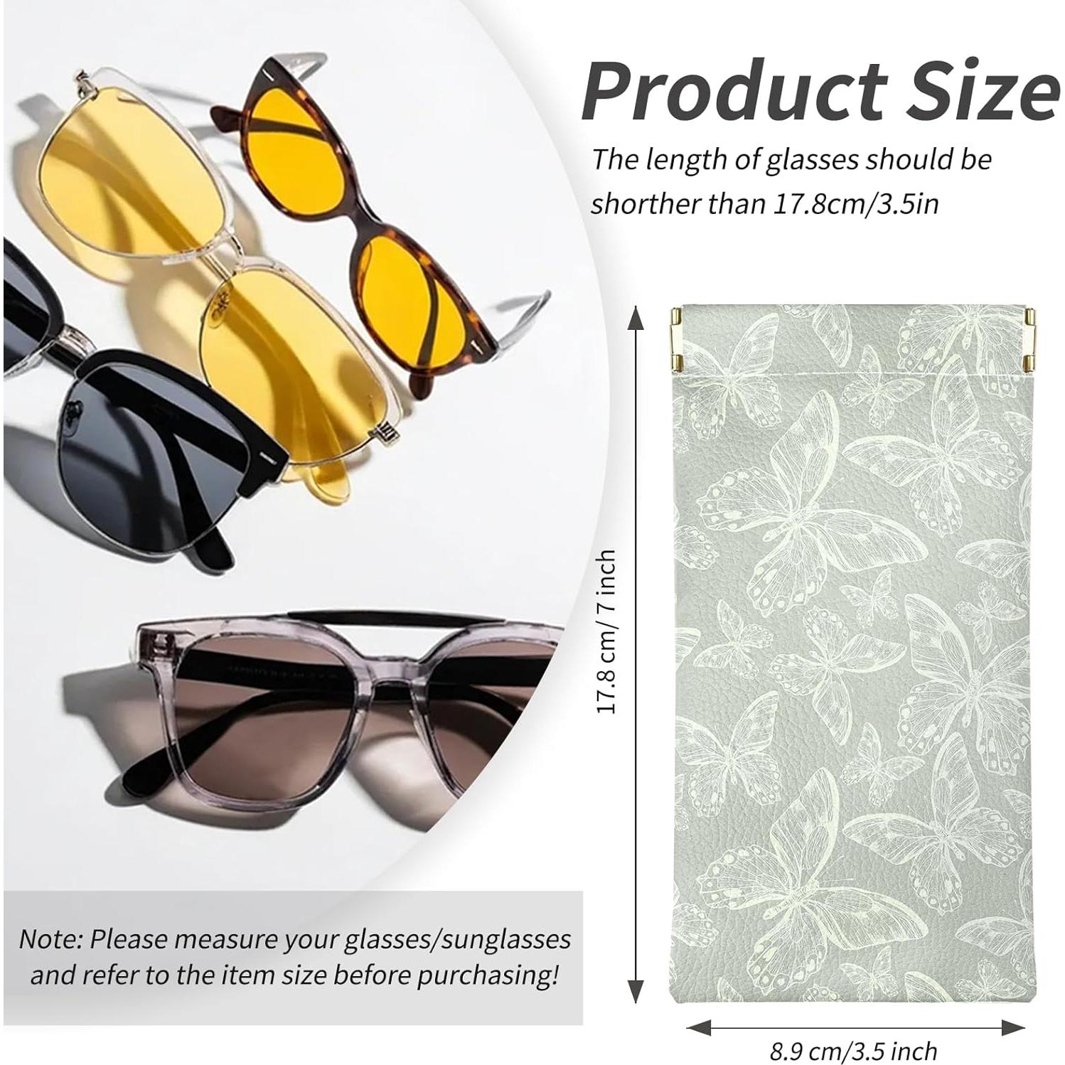 Estuche Suave para Gafas PU 2 Piezas Mujeres Leopardo y Mariposa