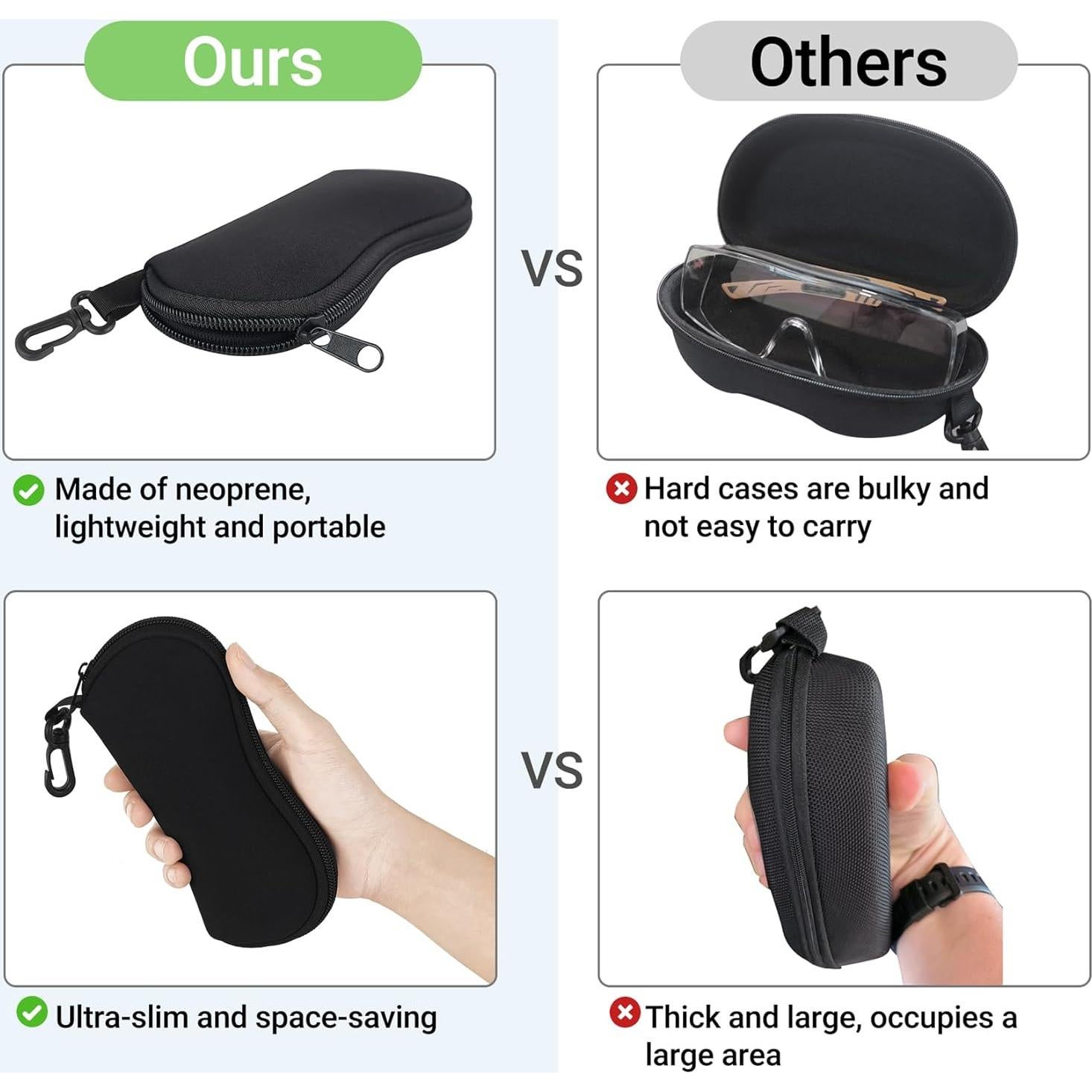 Estuche para Gafas Mkono Neopreno Ultra Ligero Negro 2 Pzs