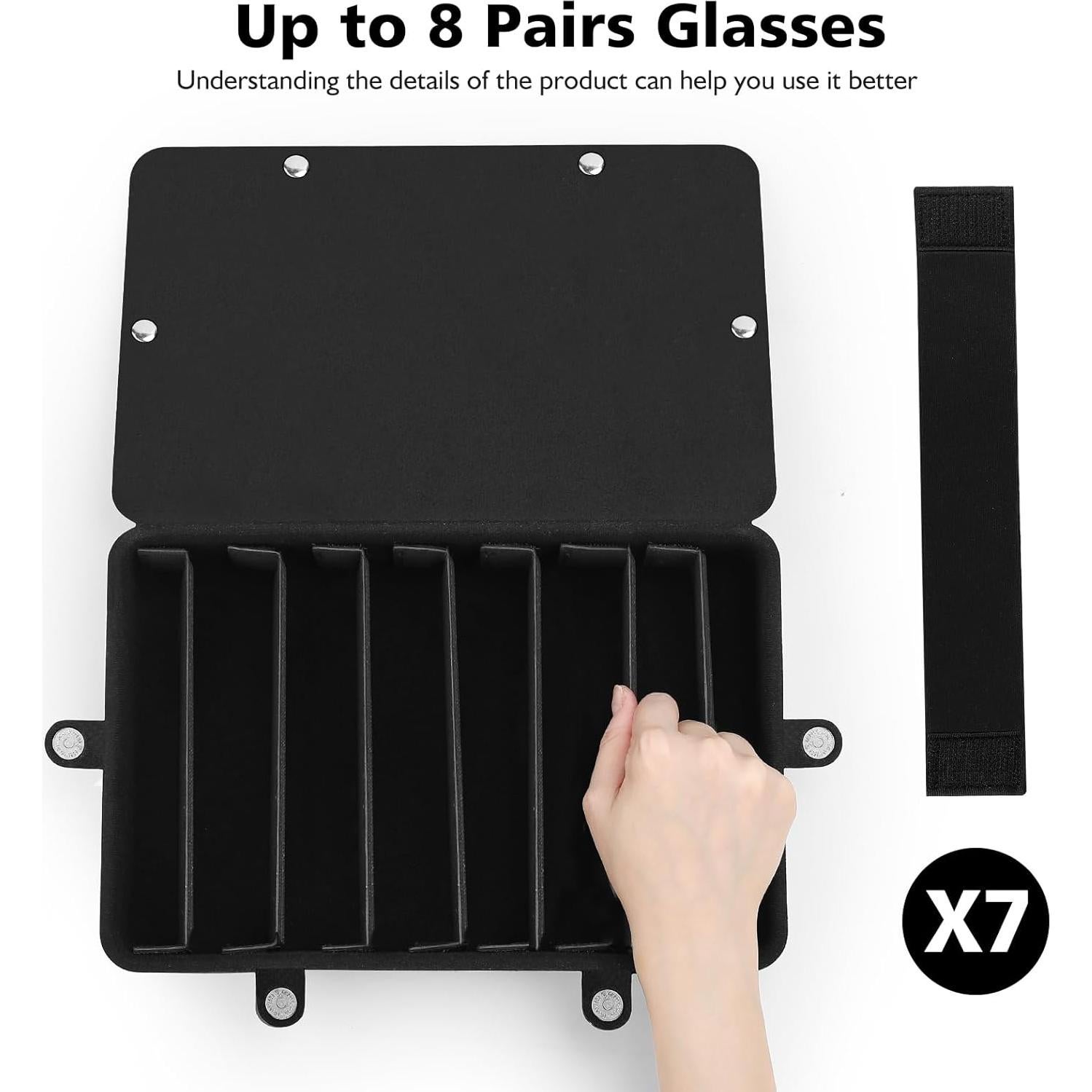 Estuche de Almacenamiento para Gafas RISOU - 8 Ranuras Negro