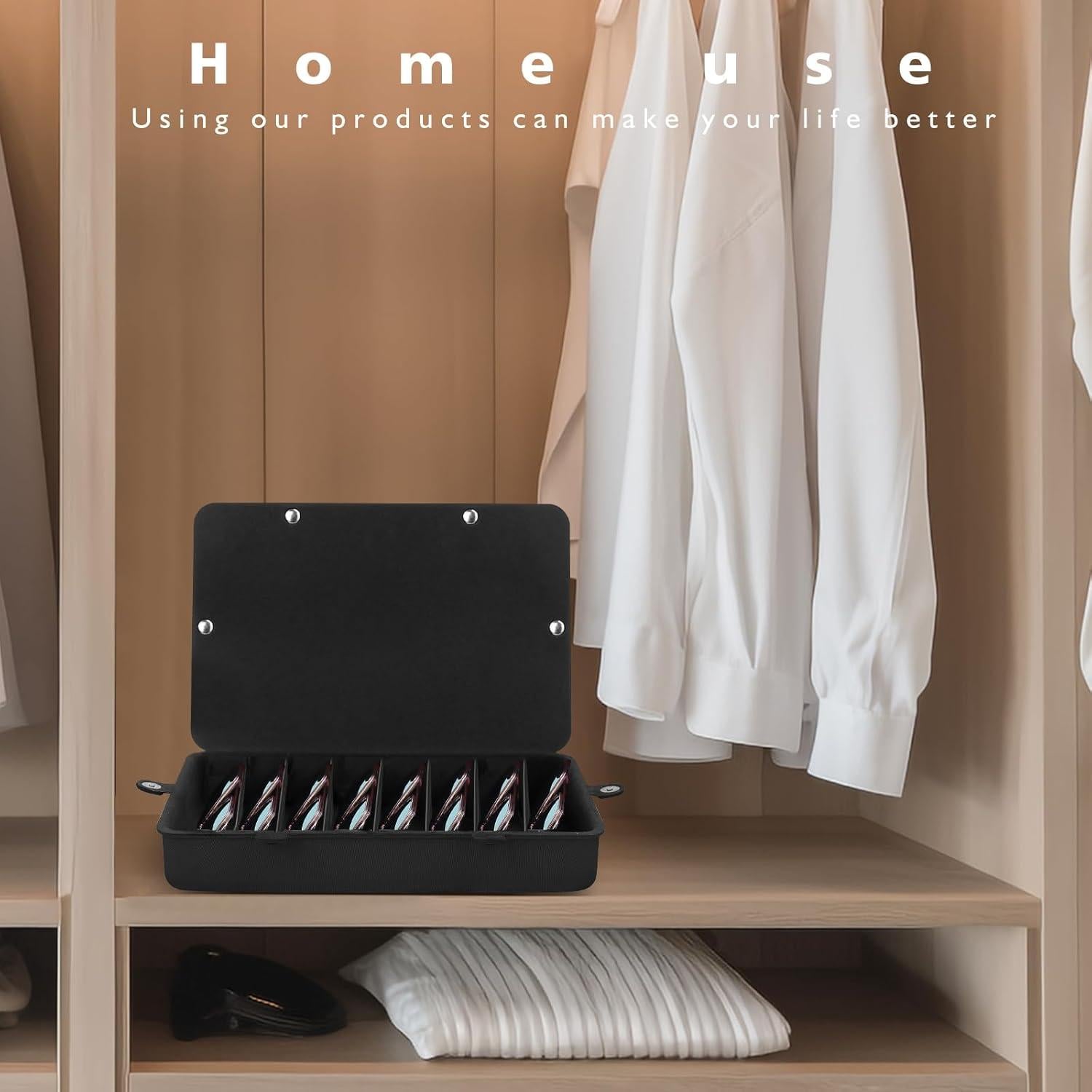 Estuche de Almacenamiento para Gafas RISOU - 8 Ranuras Negro