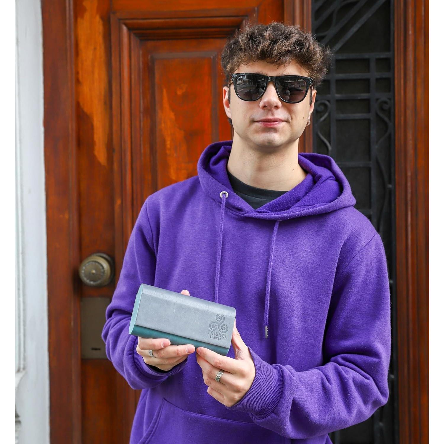 Estuche Doble para Gafas Triskel - PU Duro, Cierre Magnético