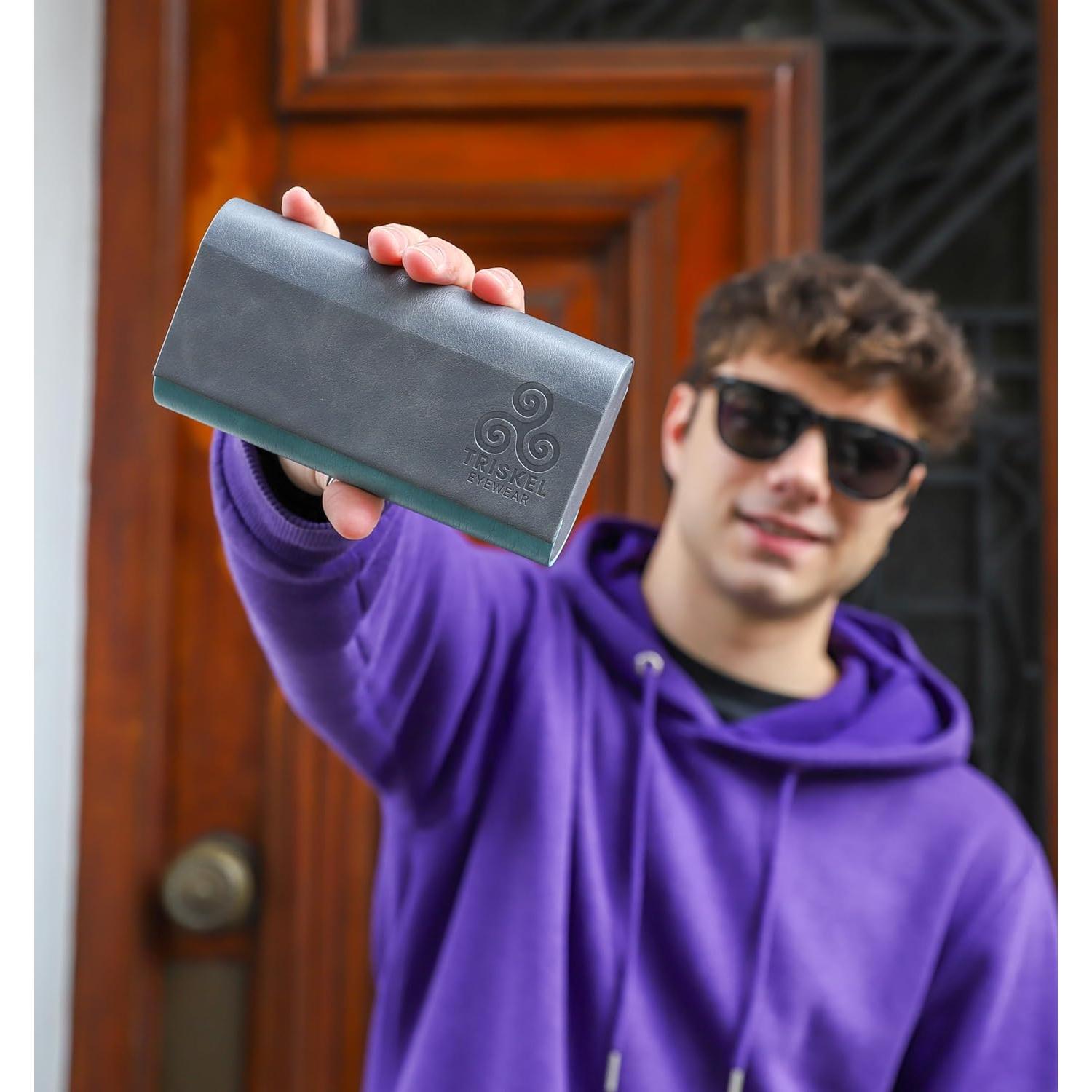 Estuche Doble para Gafas Triskel - PU Duro, Cierre Magnético