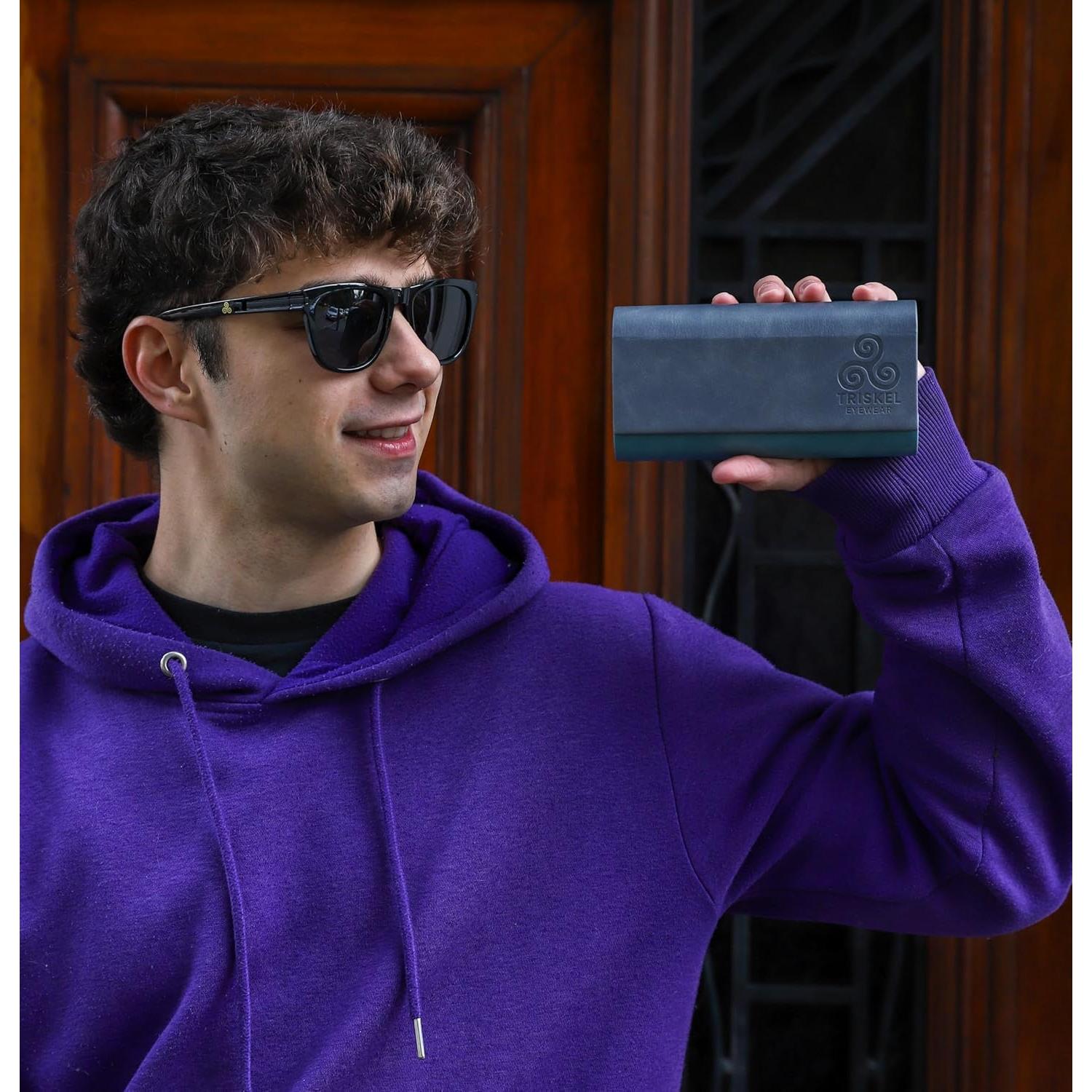 Estuche Doble para Gafas Triskel - PU Duro, Cierre Magnético