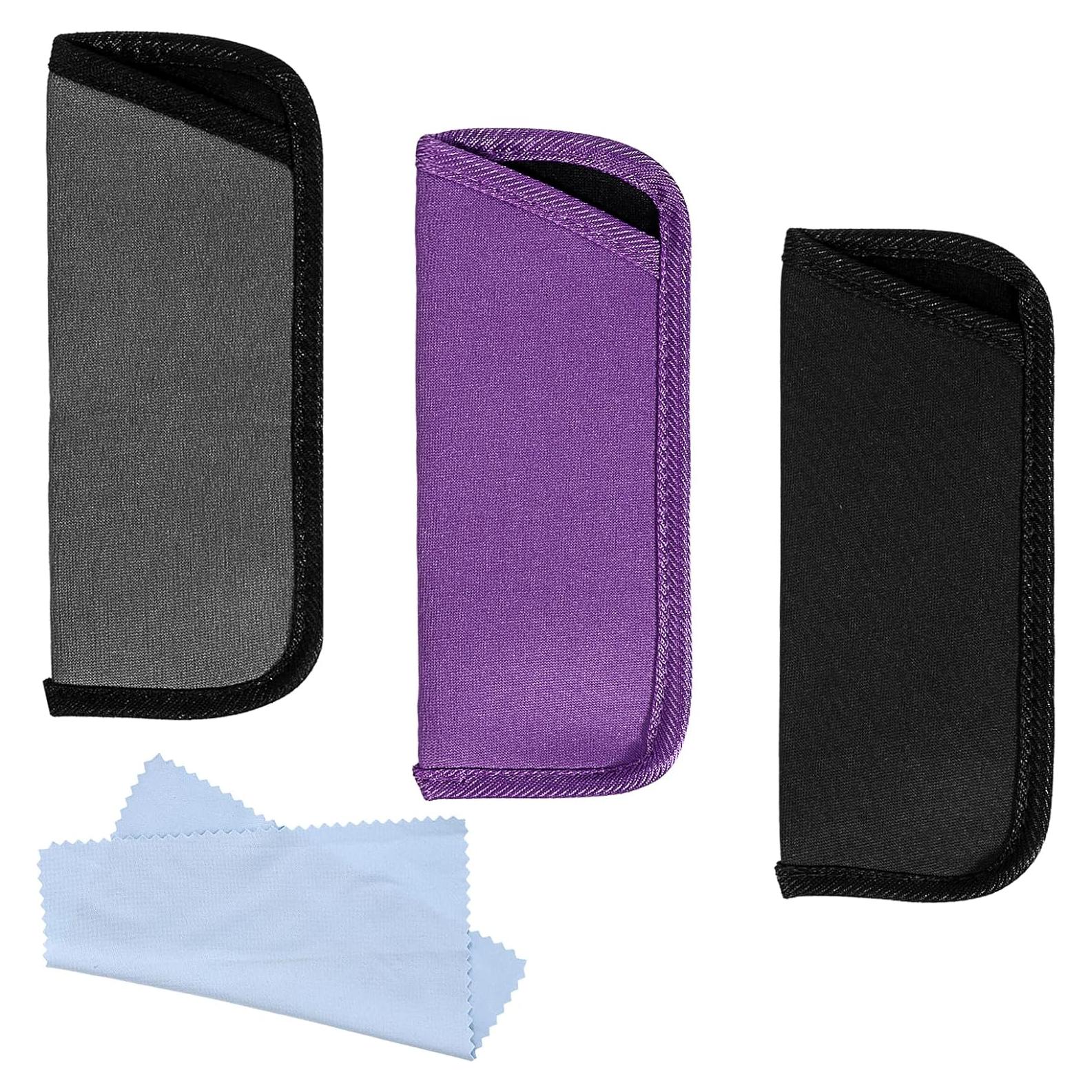 Paquete de 3 estuches suaves para gafas EVA - Negro, Púrpura, Gris