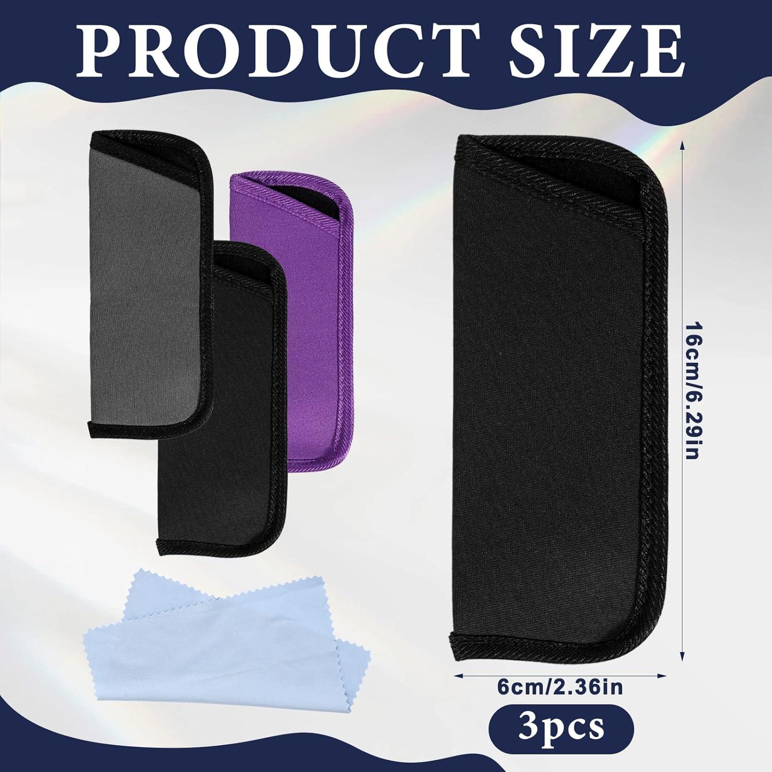 Paquete de 3 estuches suaves para gafas EVA - Negro, Púrpura, Gris