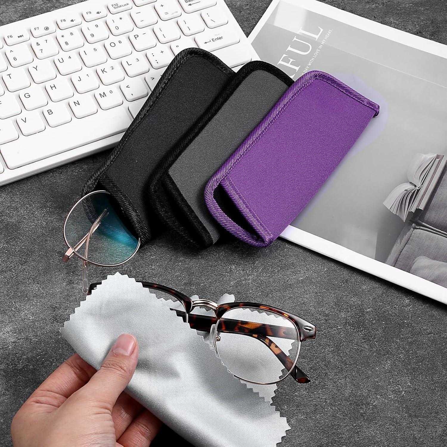 Paquete de 3 estuches suaves para gafas EVA - Negro, Púrpura, Gris