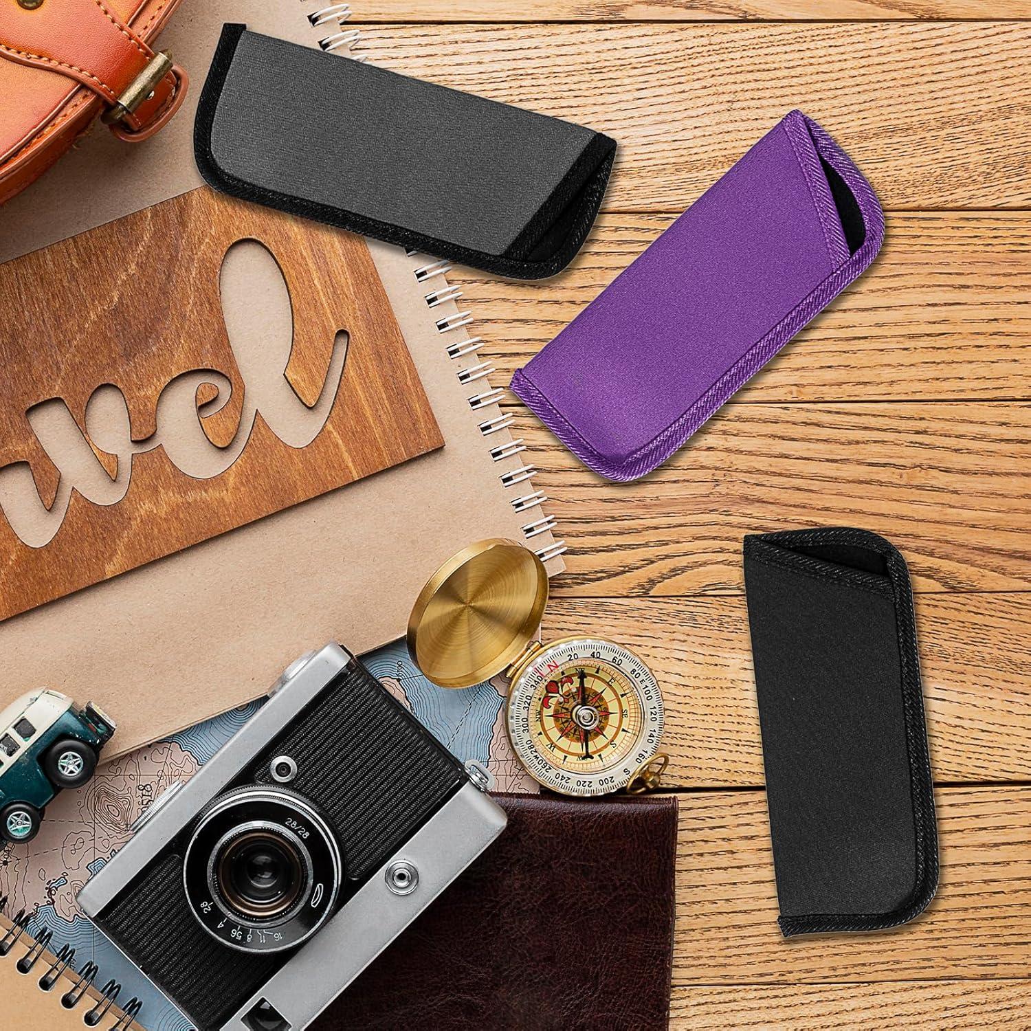 Paquete de 3 estuches suaves para gafas EVA - Negro, Púrpura, Gris