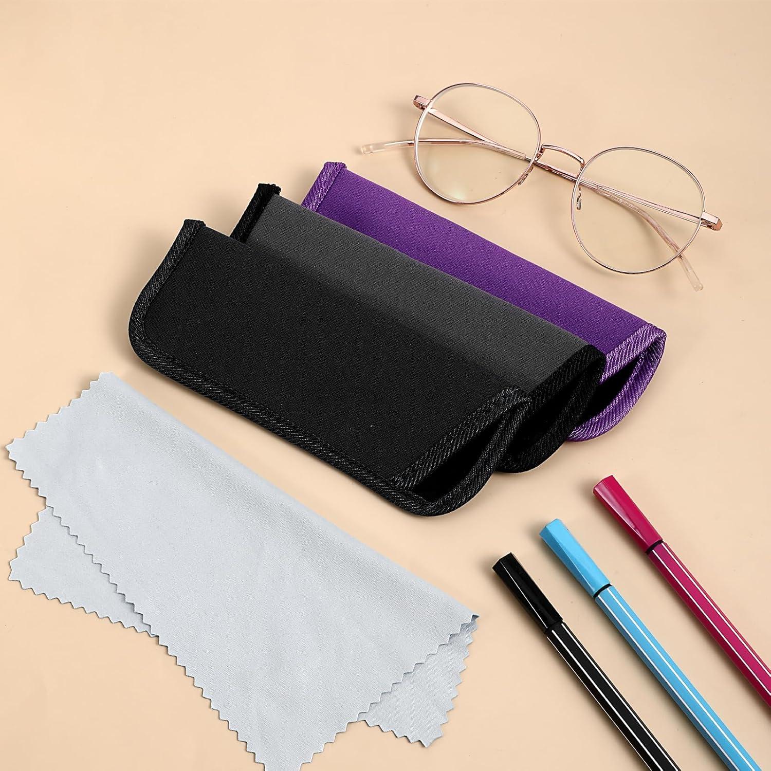 Paquete de 3 estuches suaves para gafas EVA - Negro, Púrpura, Gris
