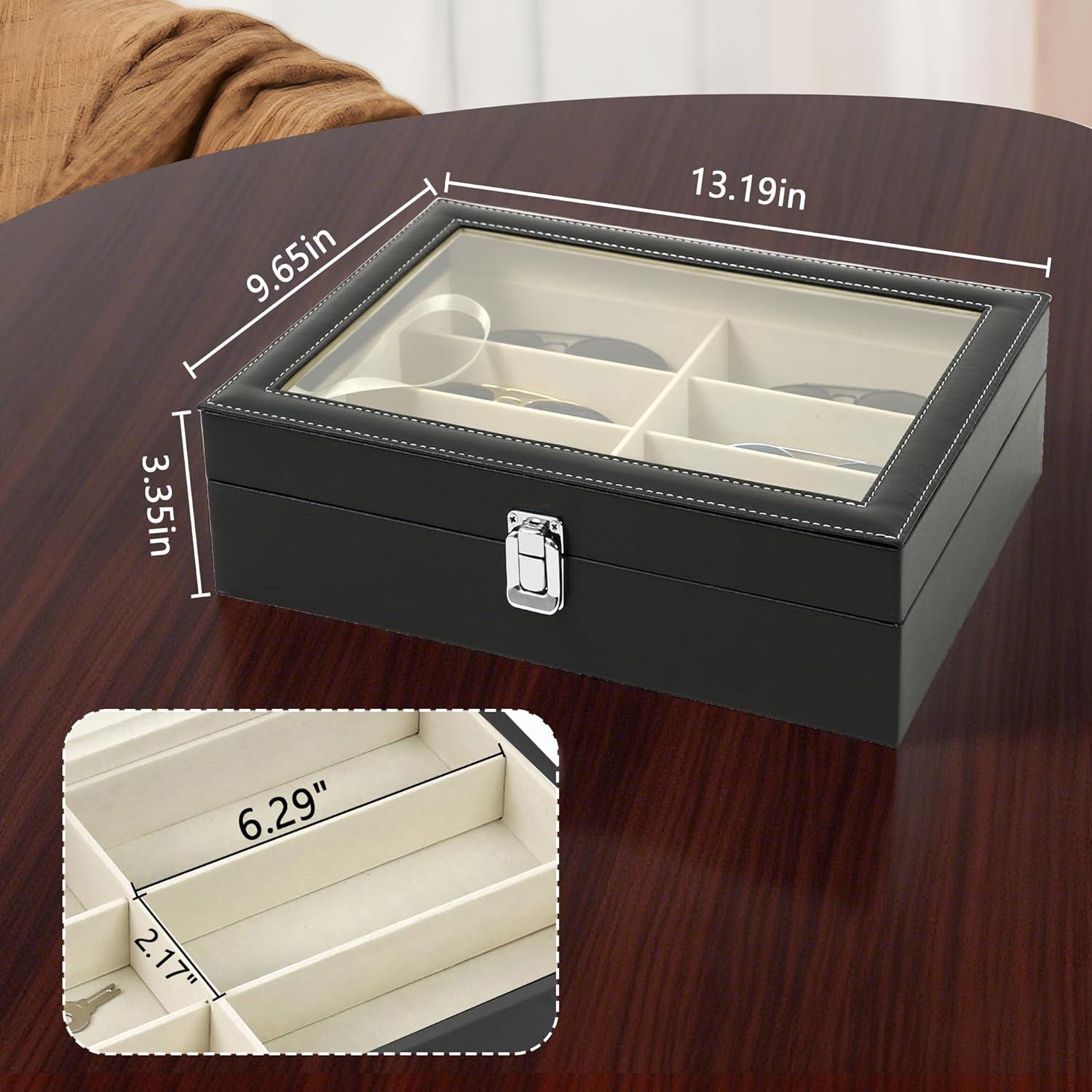 Estuche Organizador de Gafas de Sol Homeanda - Cuero PU Negro 8 Ranuras