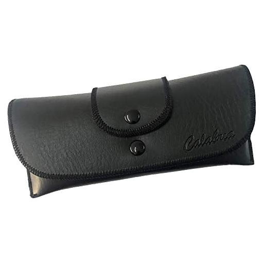 Funda para Gafas Calabria de Cuero Sintético Negro Grande
