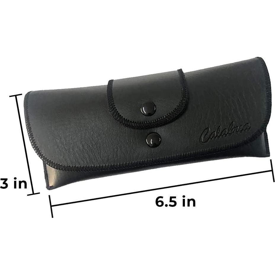 Funda para Gafas Calabria de Cuero Sintético Negro Grande