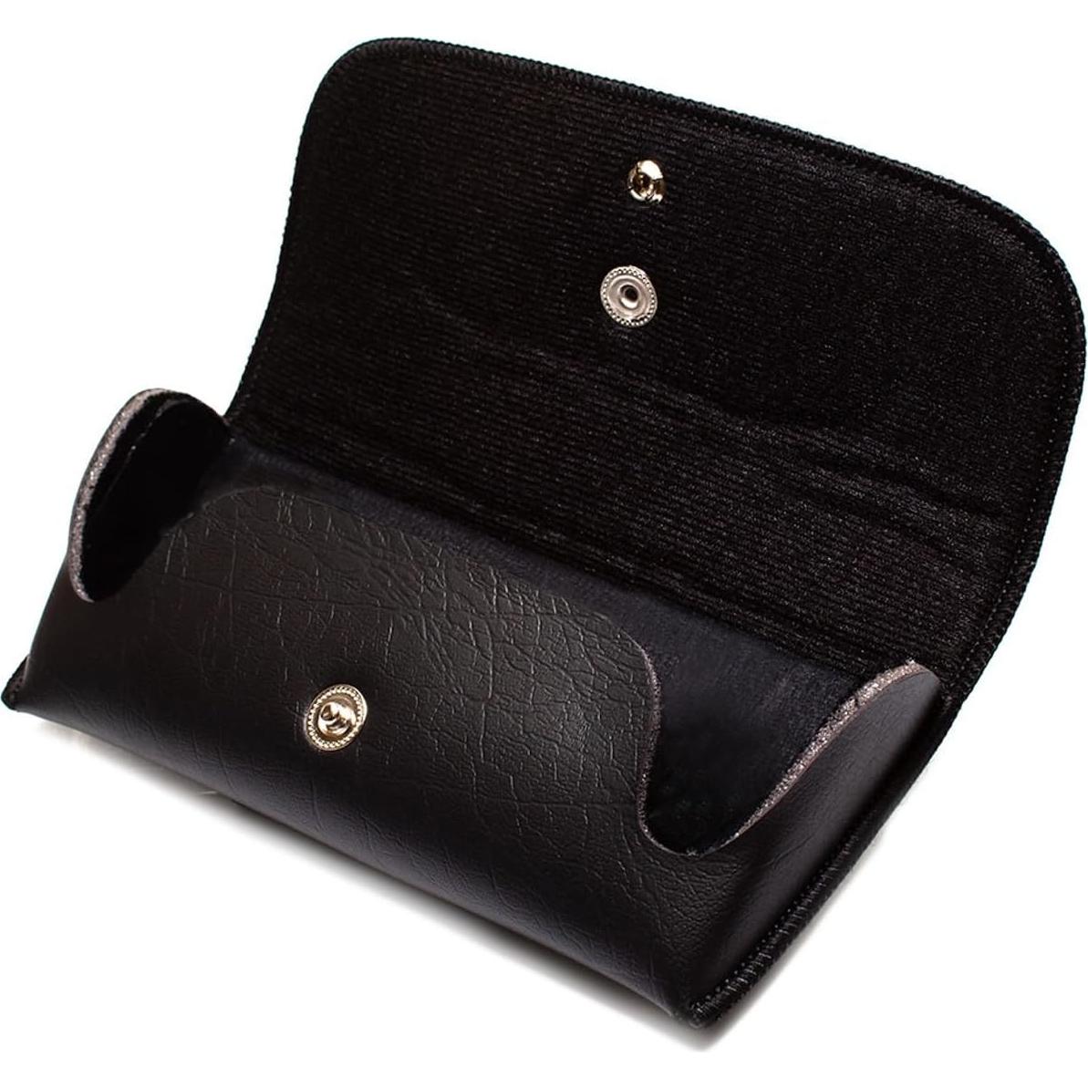 Funda para Gafas Calabria de Cuero Sintético Negro Grande