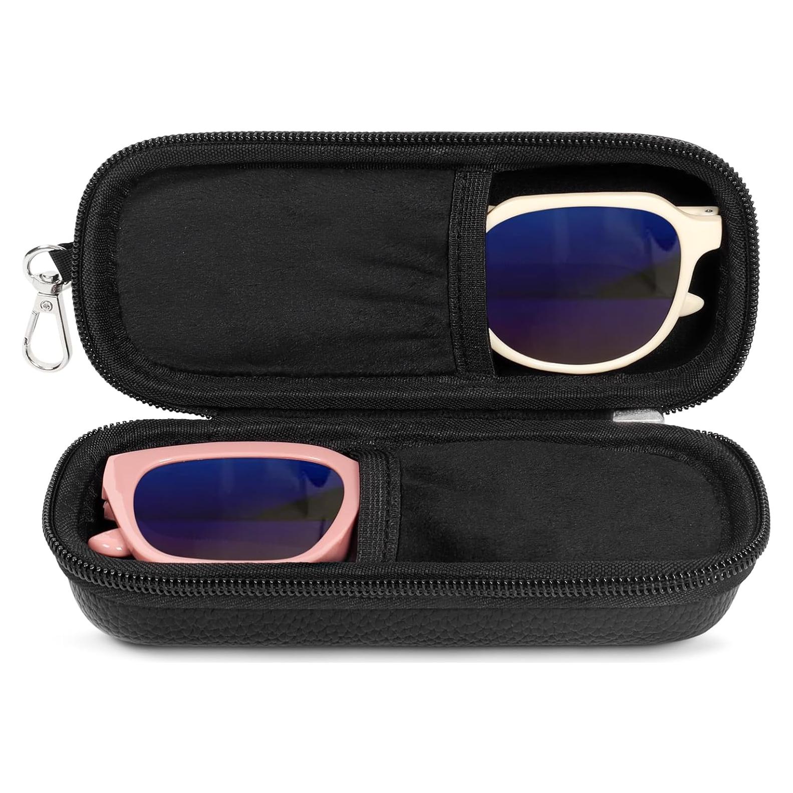 Estuche Doble para Gafas de Sol PU Negro con Cierre Cremallera