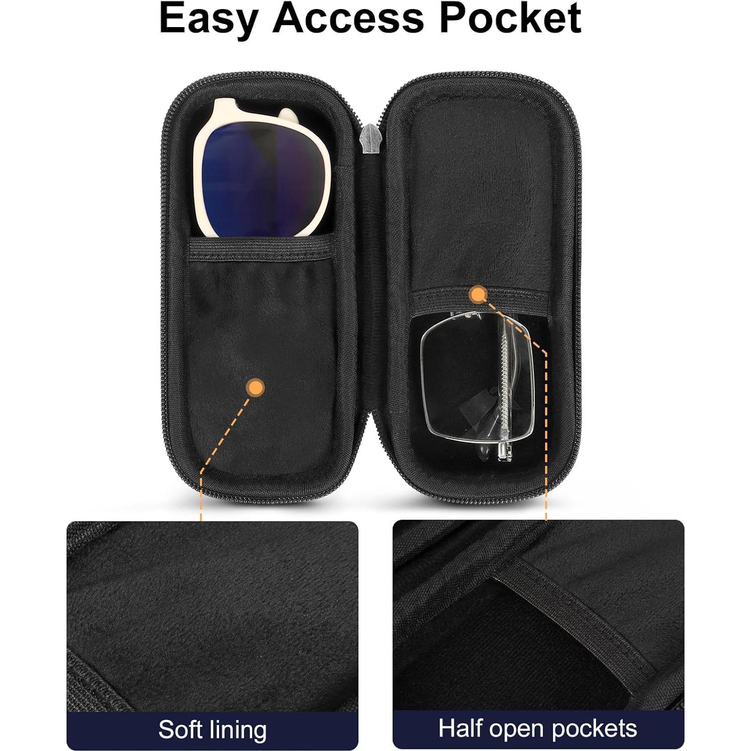 Estuche Doble para Gafas de Sol PU Negro con Cierre Cremallera